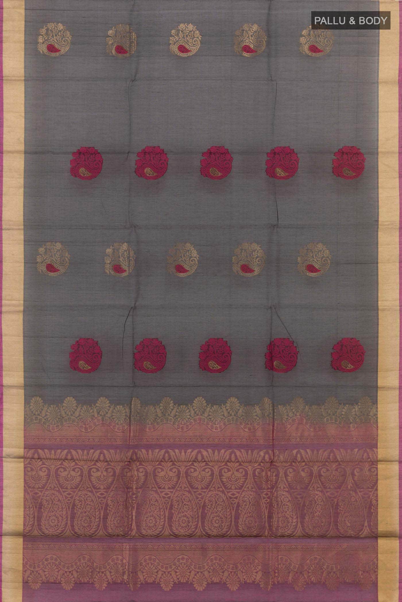 Black Blended Kora Cotton Saree