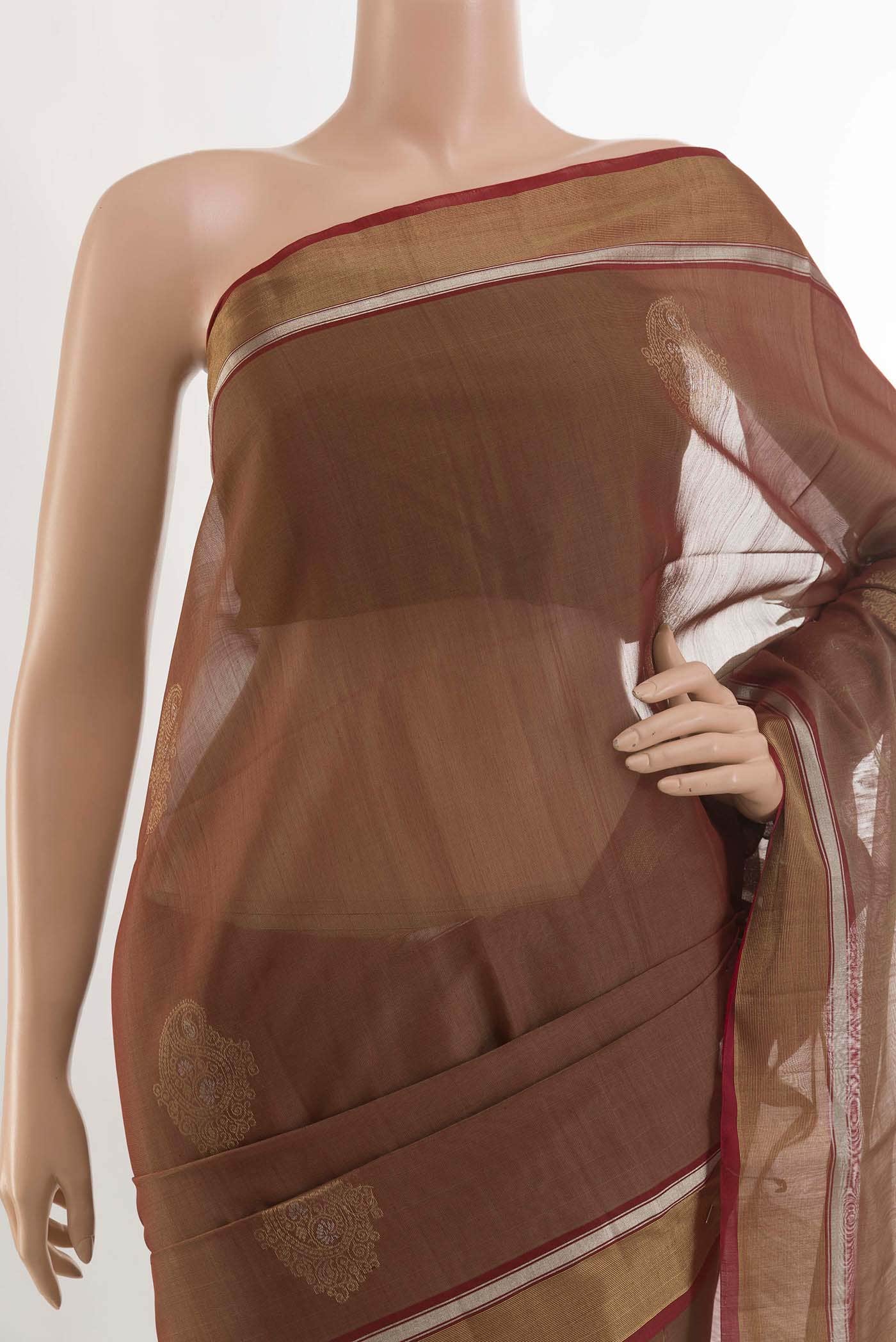 Brown Kora Cotton Saree
