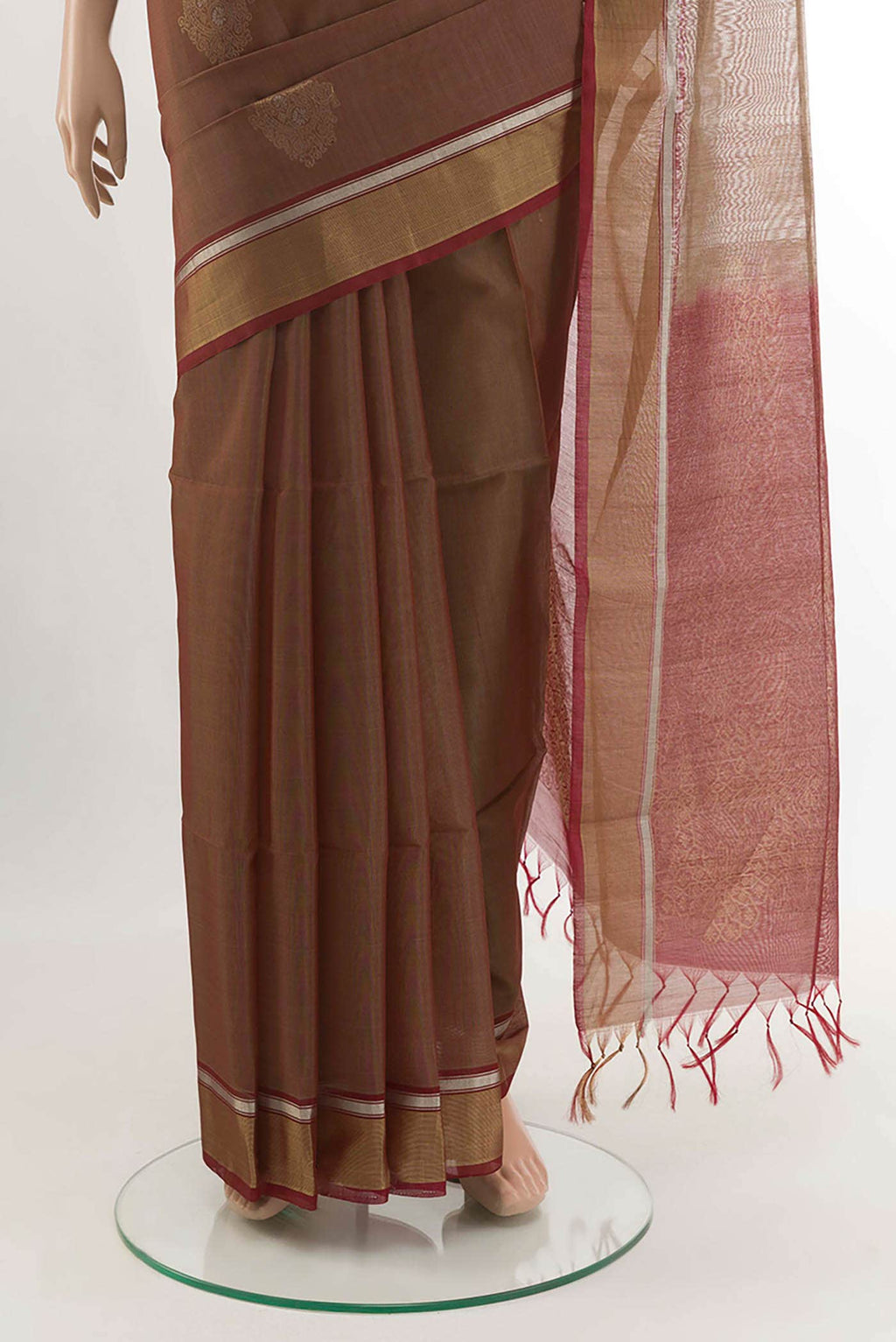 Brown Kora Cotton Saree