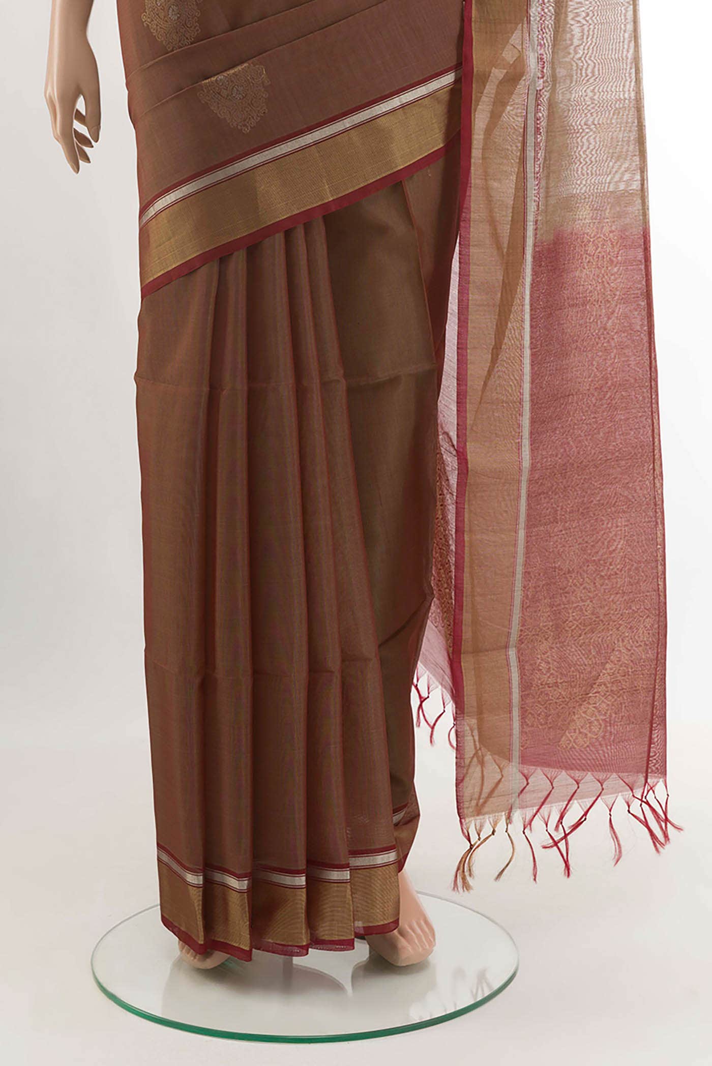 Brown Kora Cotton Saree