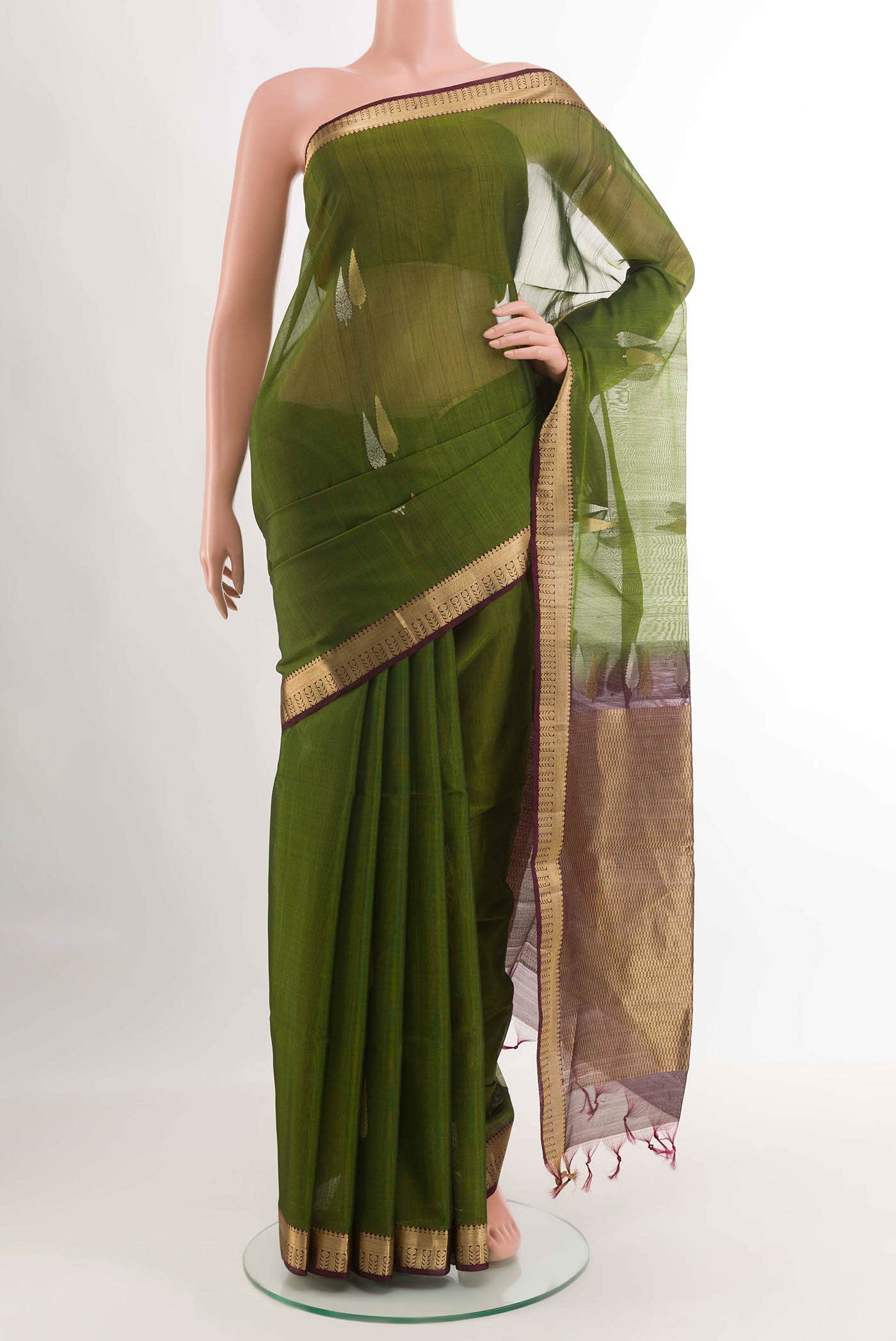 Green Kora Cotton Saree