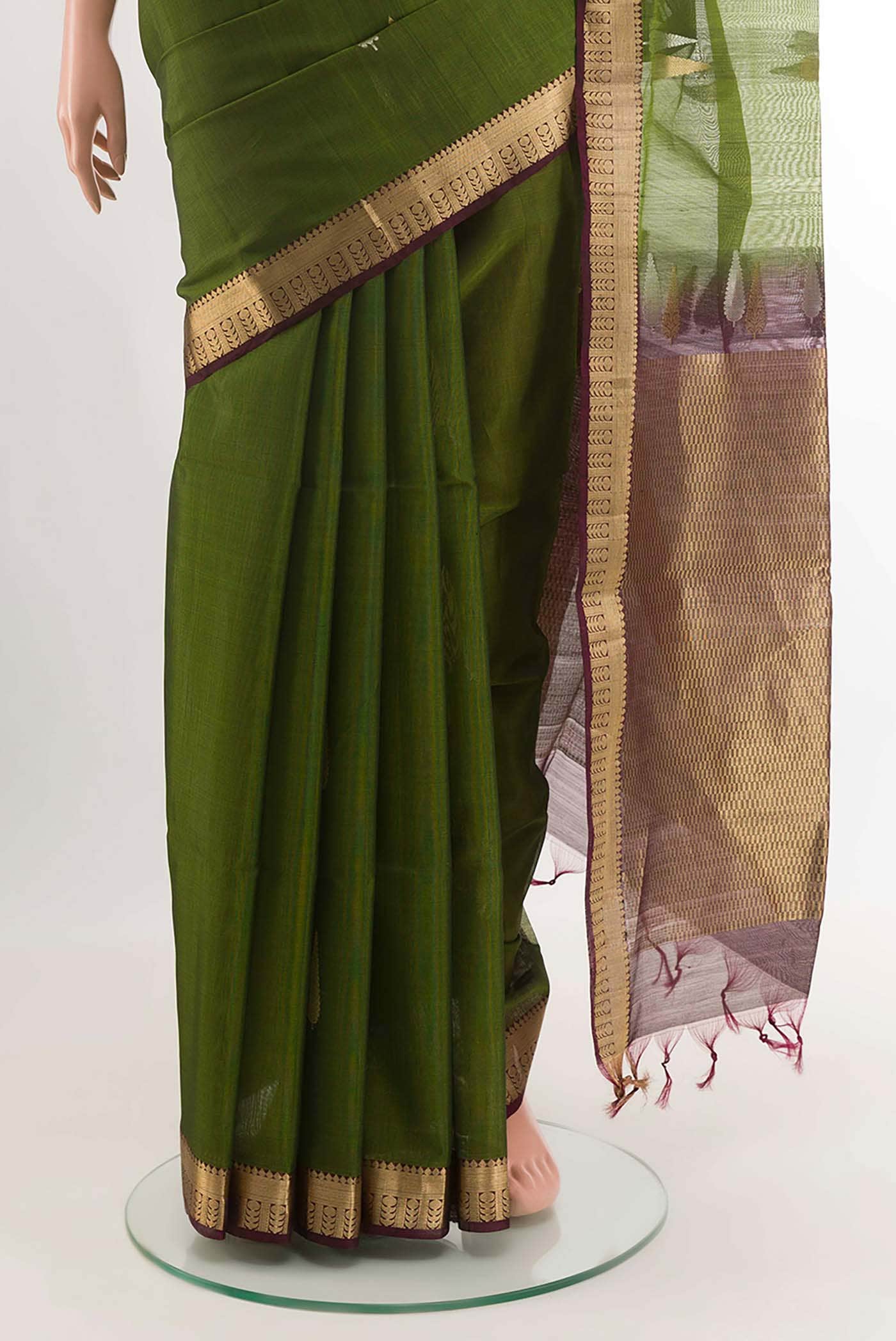 Green Kora Cotton Saree