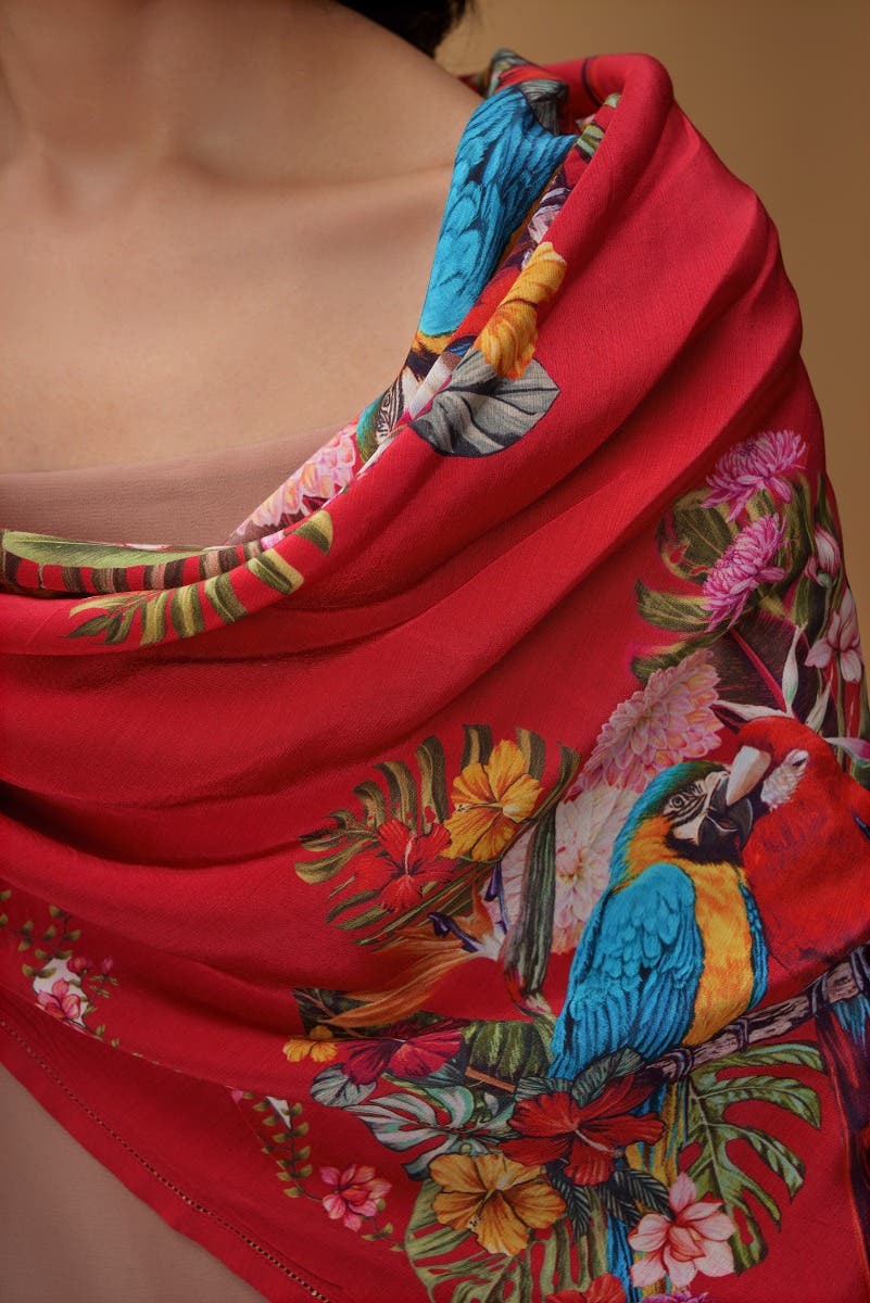 Lover Macaws red Scarf from Birds of Paradise, Scarves & Stoles Collection
