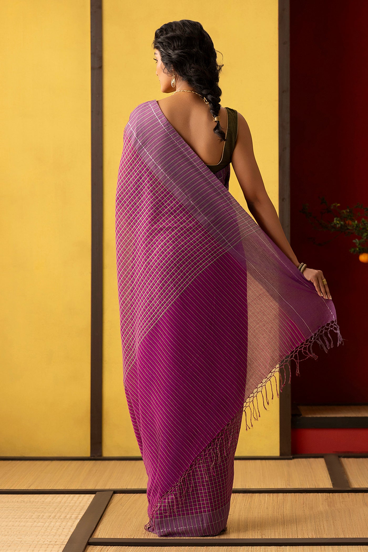 Patang-Burgundy Cotton Saree
