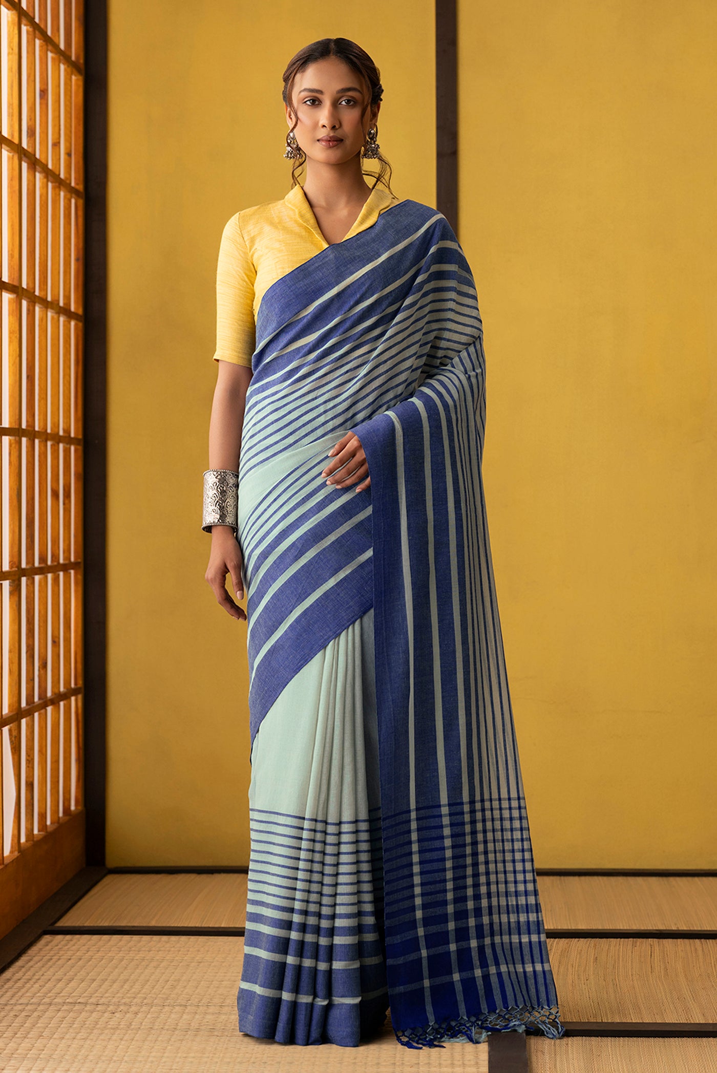 Titli-Powder Blue Cotton Saree