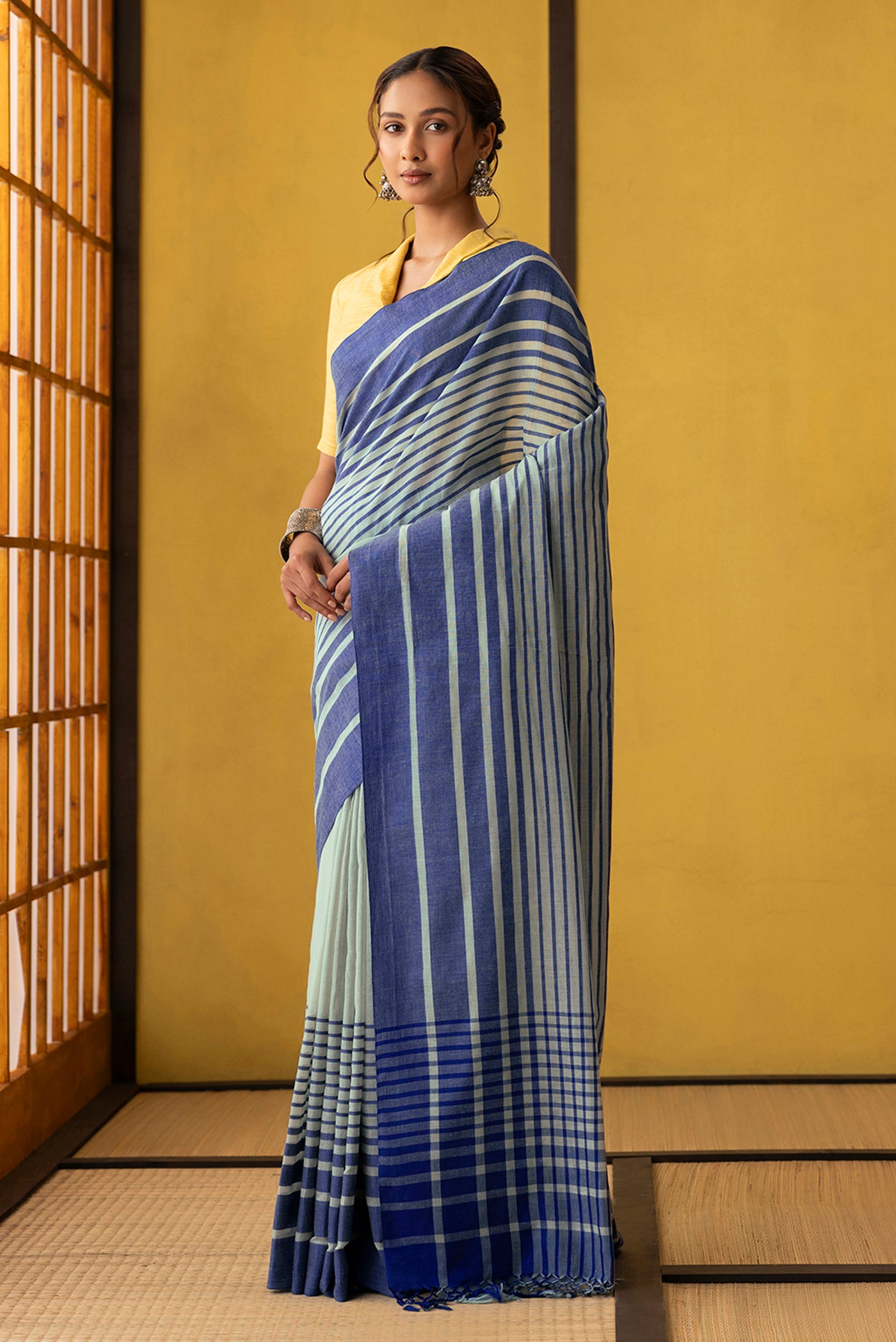 Titli-Powder Blue Cotton Saree