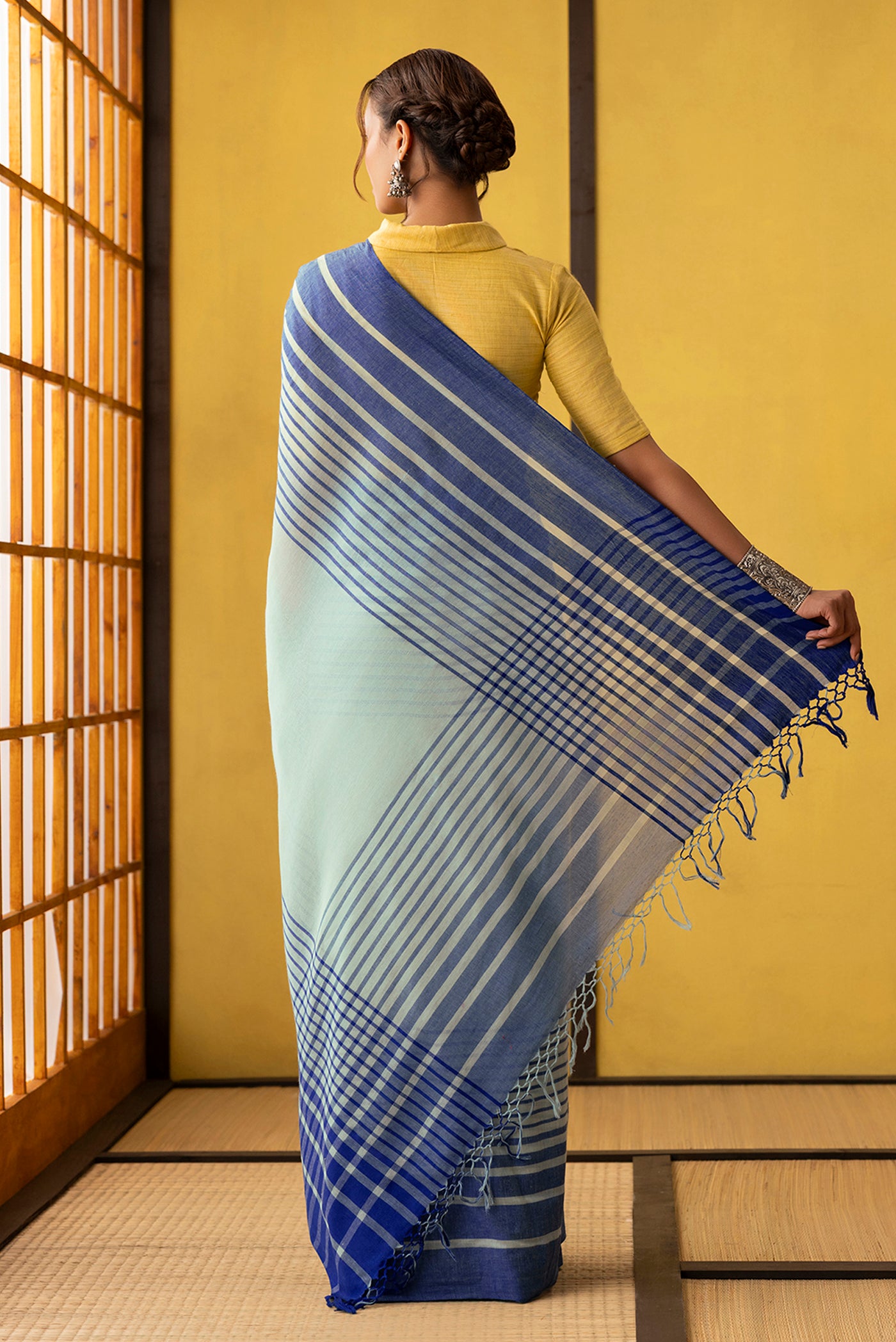 Titli-Powder Blue Cotton Saree