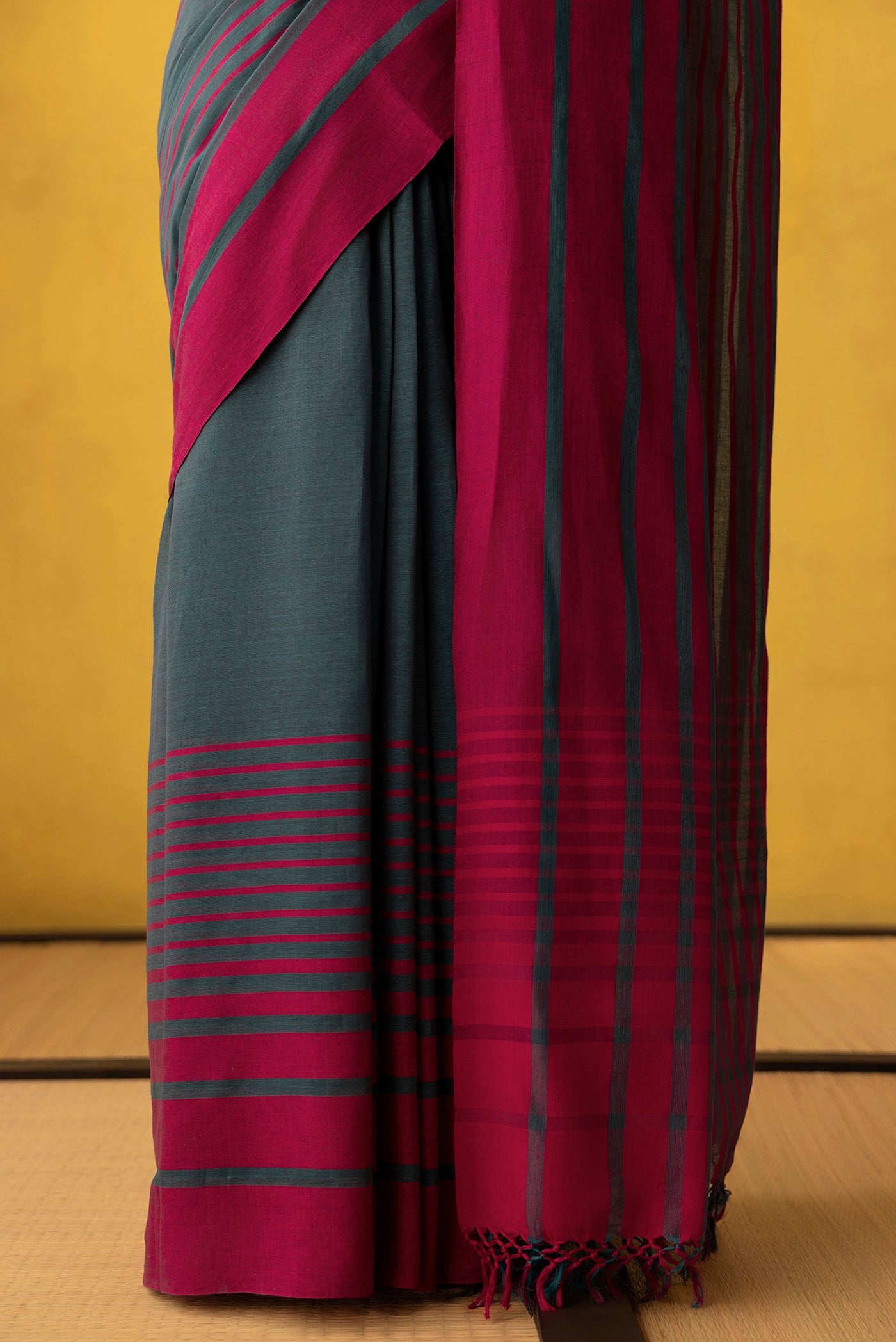 Titli-Dark Teal Cotton Saree