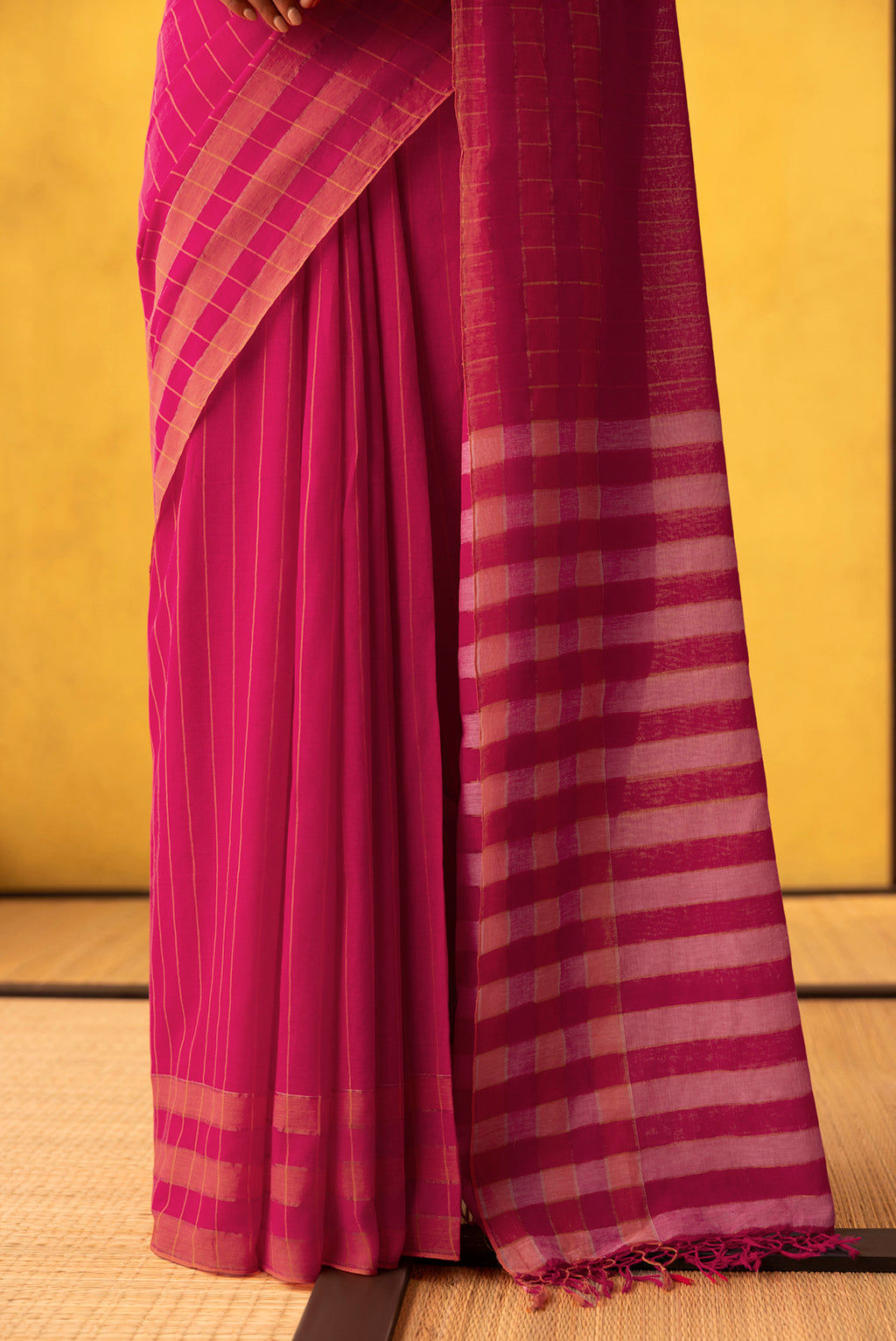 Kuhu-Hot Pink Cotton Saree