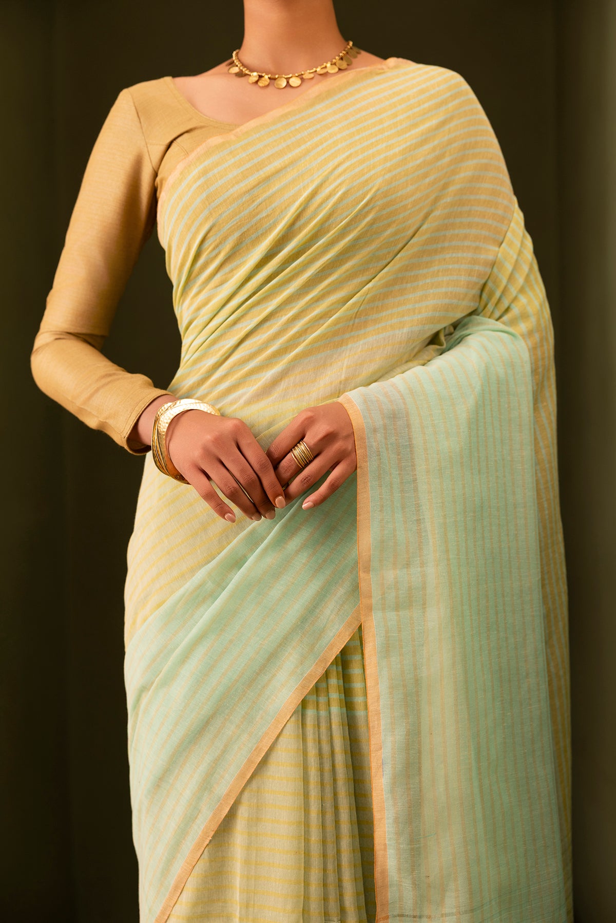 Fiza-Pista Green Cotton Saree