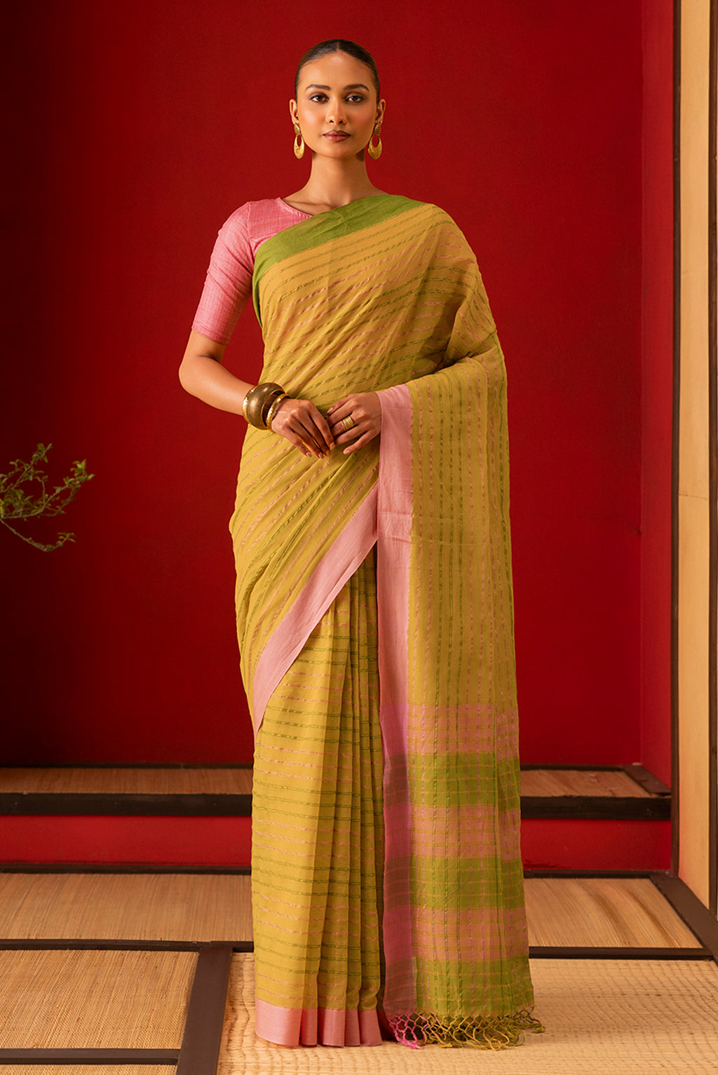 Mishri-Mustard Yellow Cotton Saree