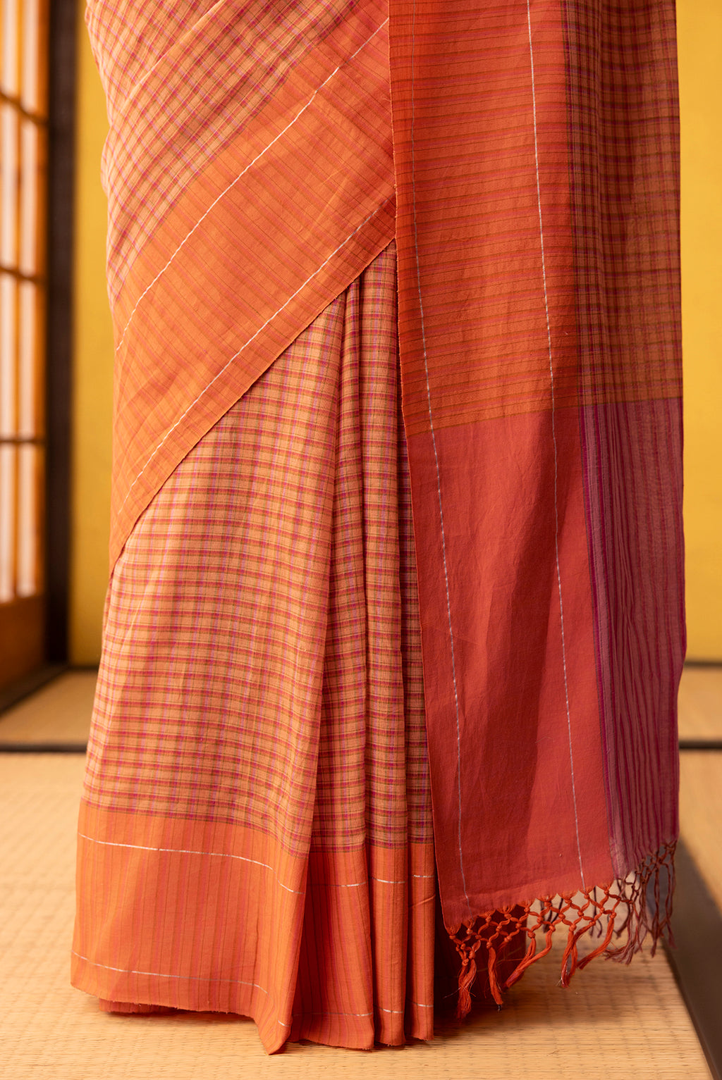 Patang-Orange Cotton Saree