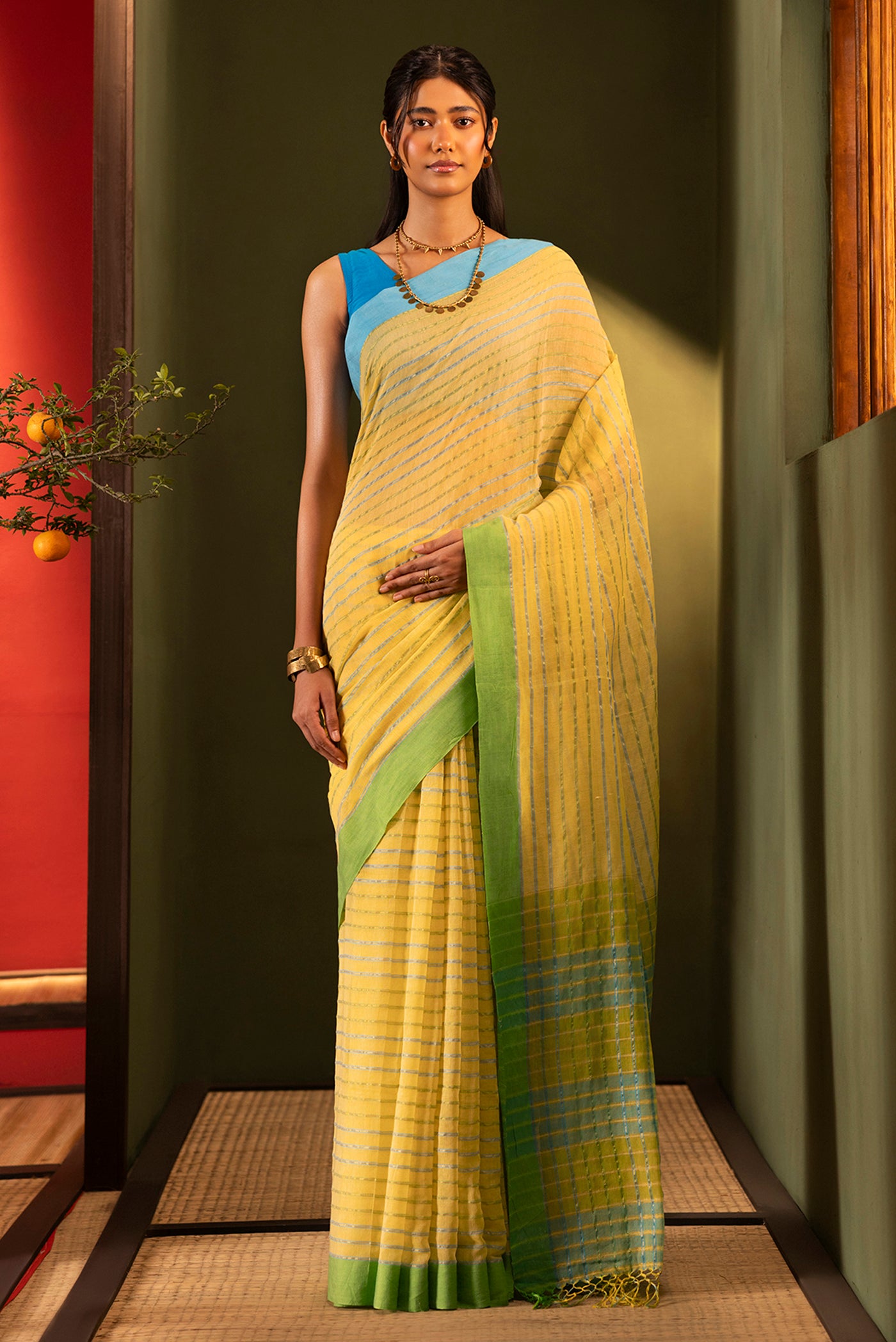 Mishri-Yellow Cotton Saree