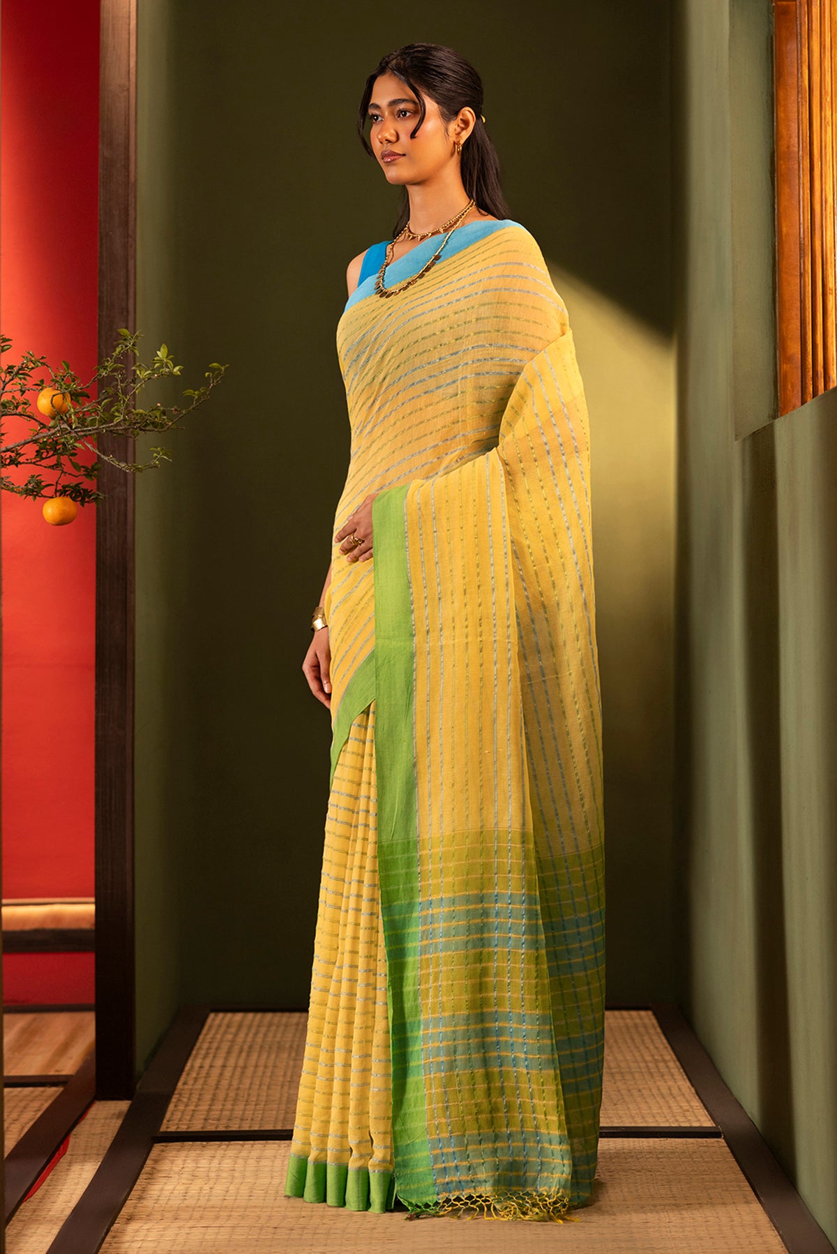 Mishri-Yellow Cotton Saree
