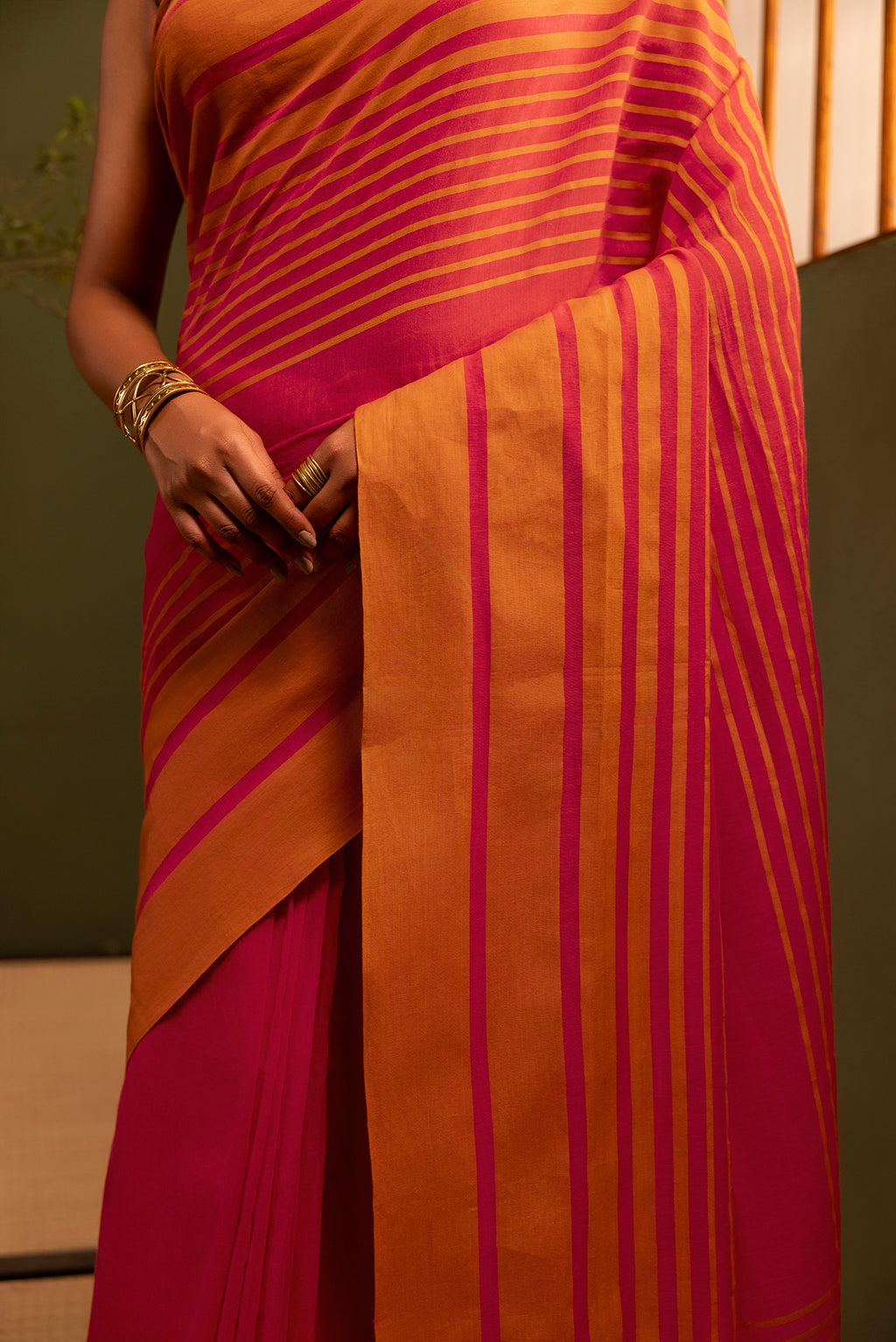 Titli-Crimson Red Cotton Saree