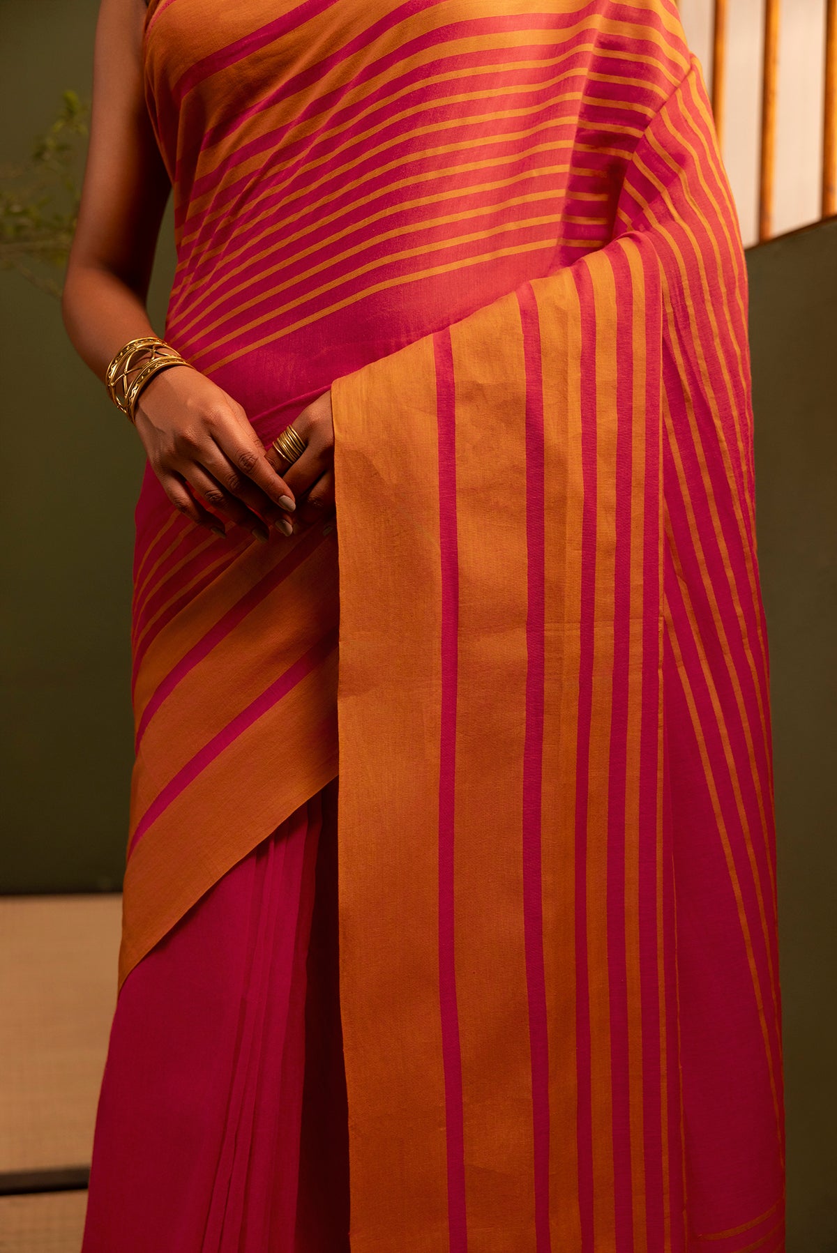 Titli-Crimson Red Cotton Saree