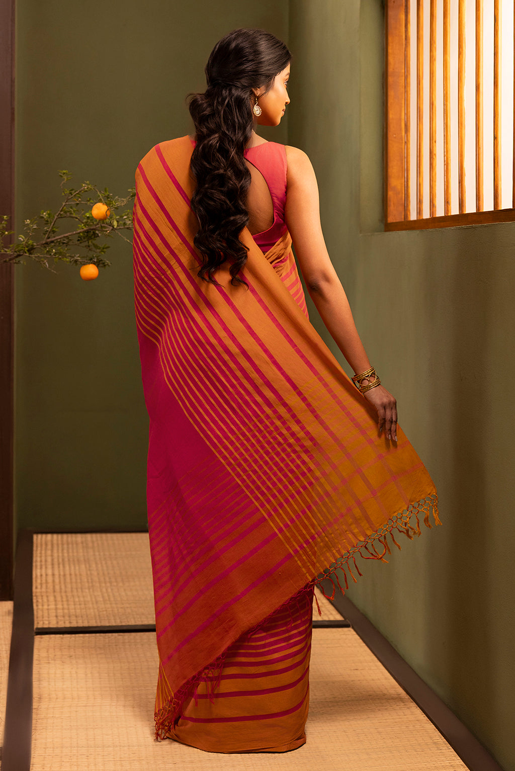 Titli-Crimson Red Cotton Saree