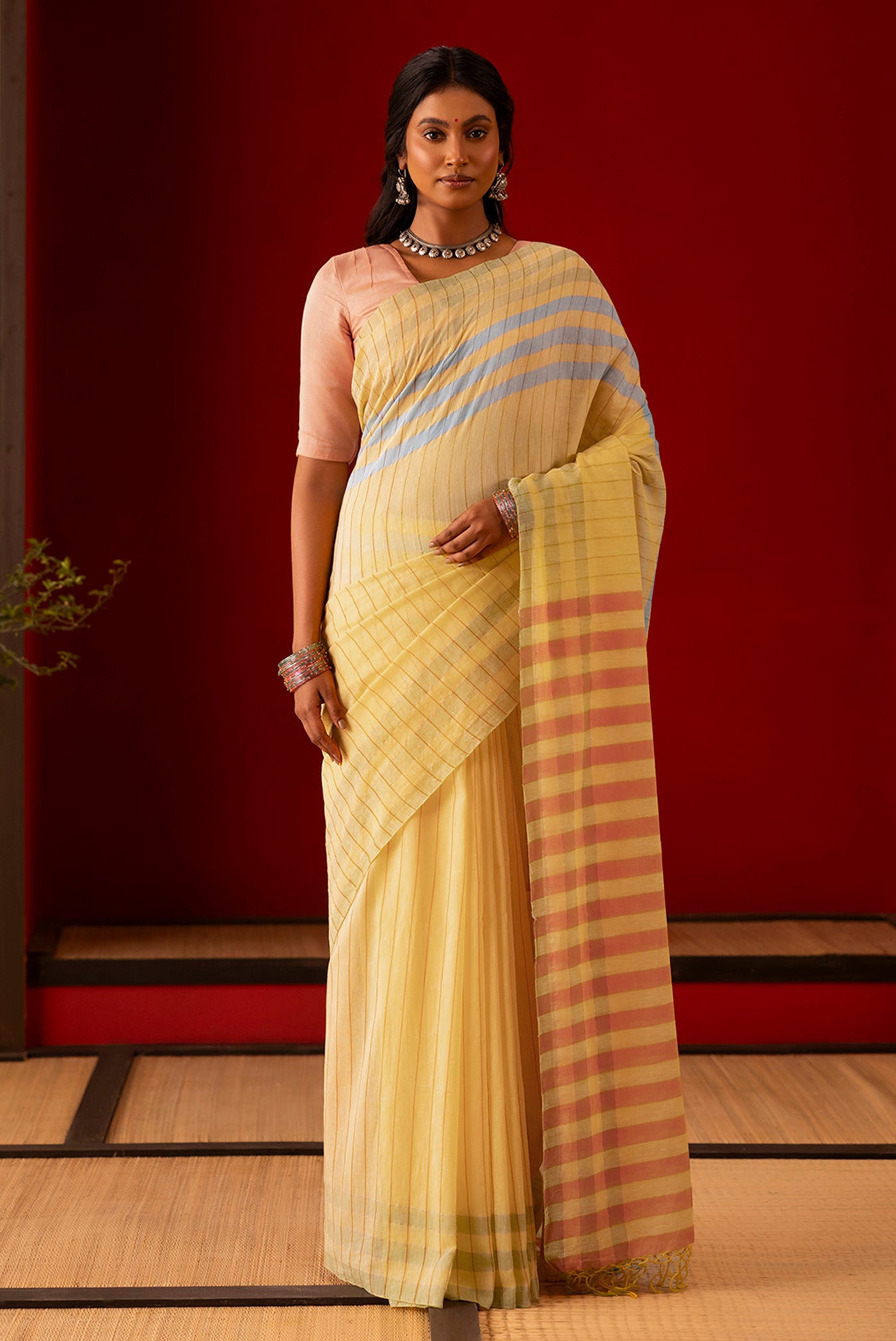 Kuhu - Yellow Cotton Saree