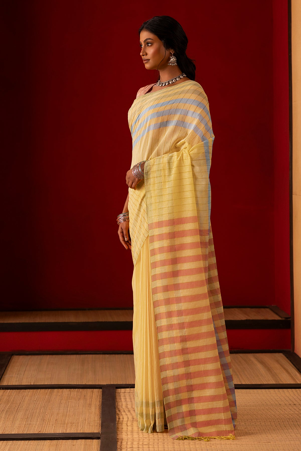 Kuhu - Yellow Cotton Saree