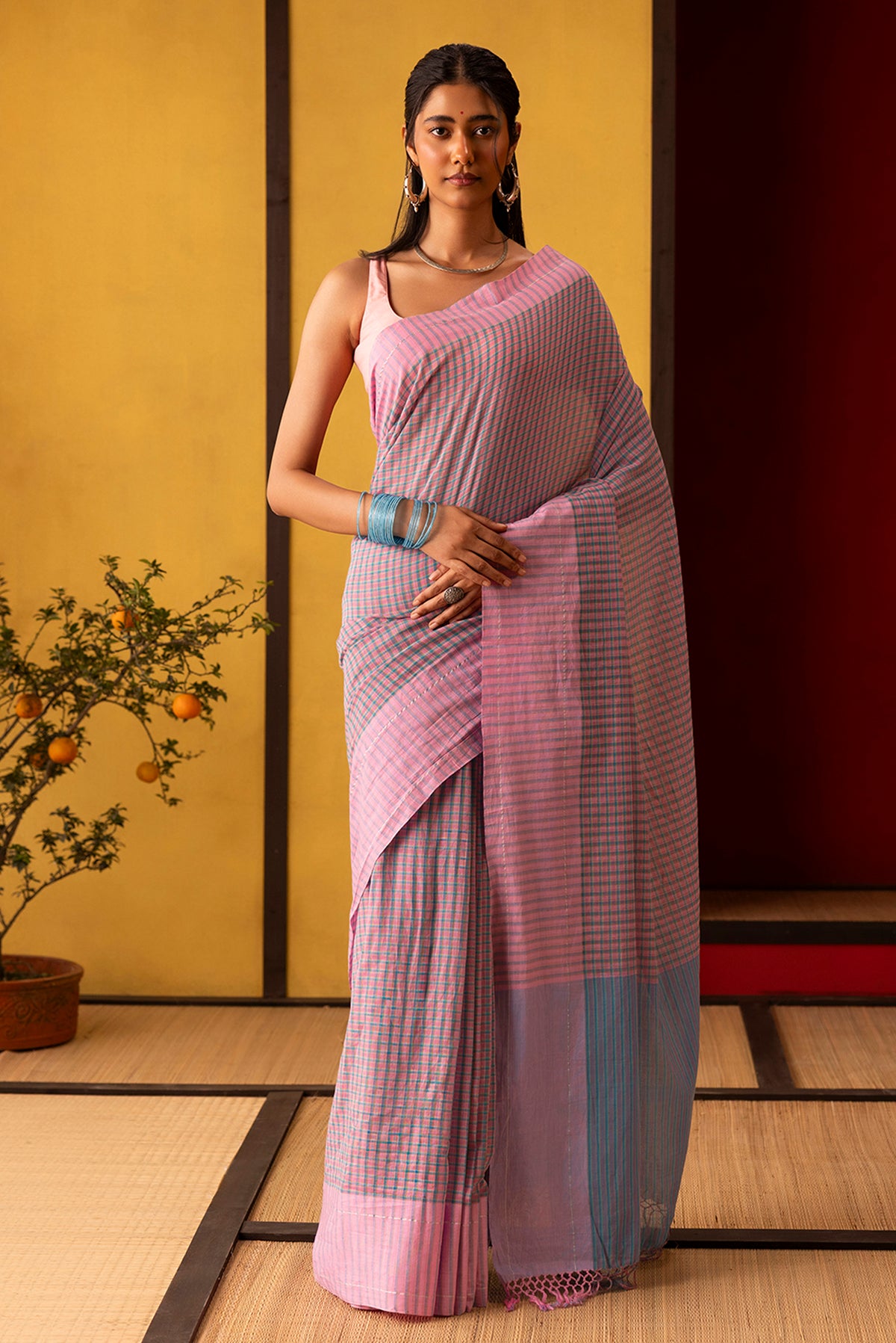 Patang-Baby Pink Cotton Saree