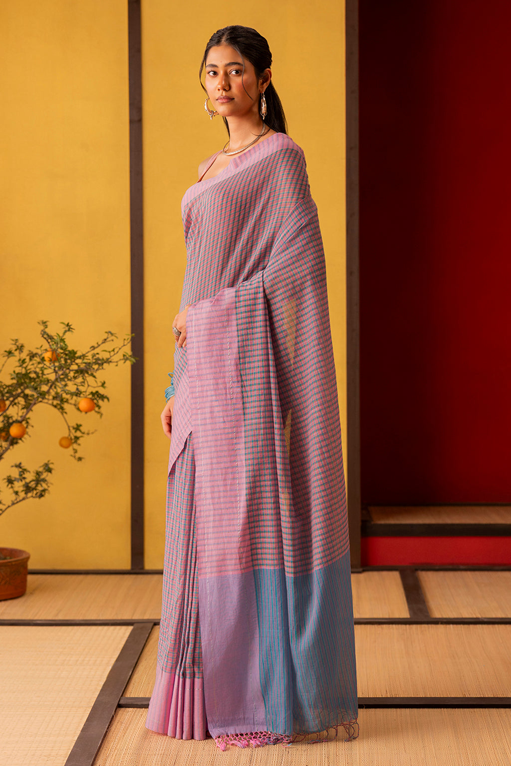 Patang-Baby Pink Cotton Saree