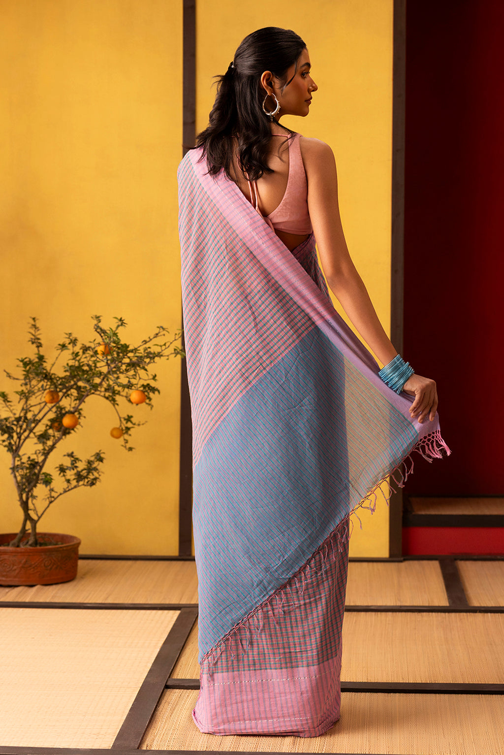 Patang-Baby Pink Cotton Saree