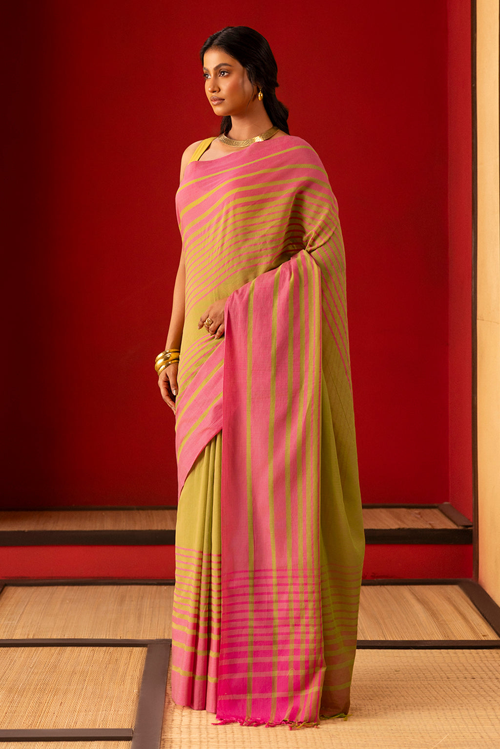Titli-Green Cotton Saree