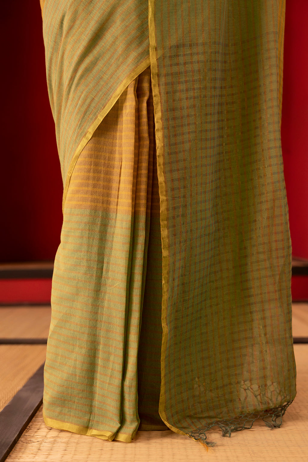 Fiza-Olive Green Cotton Saree