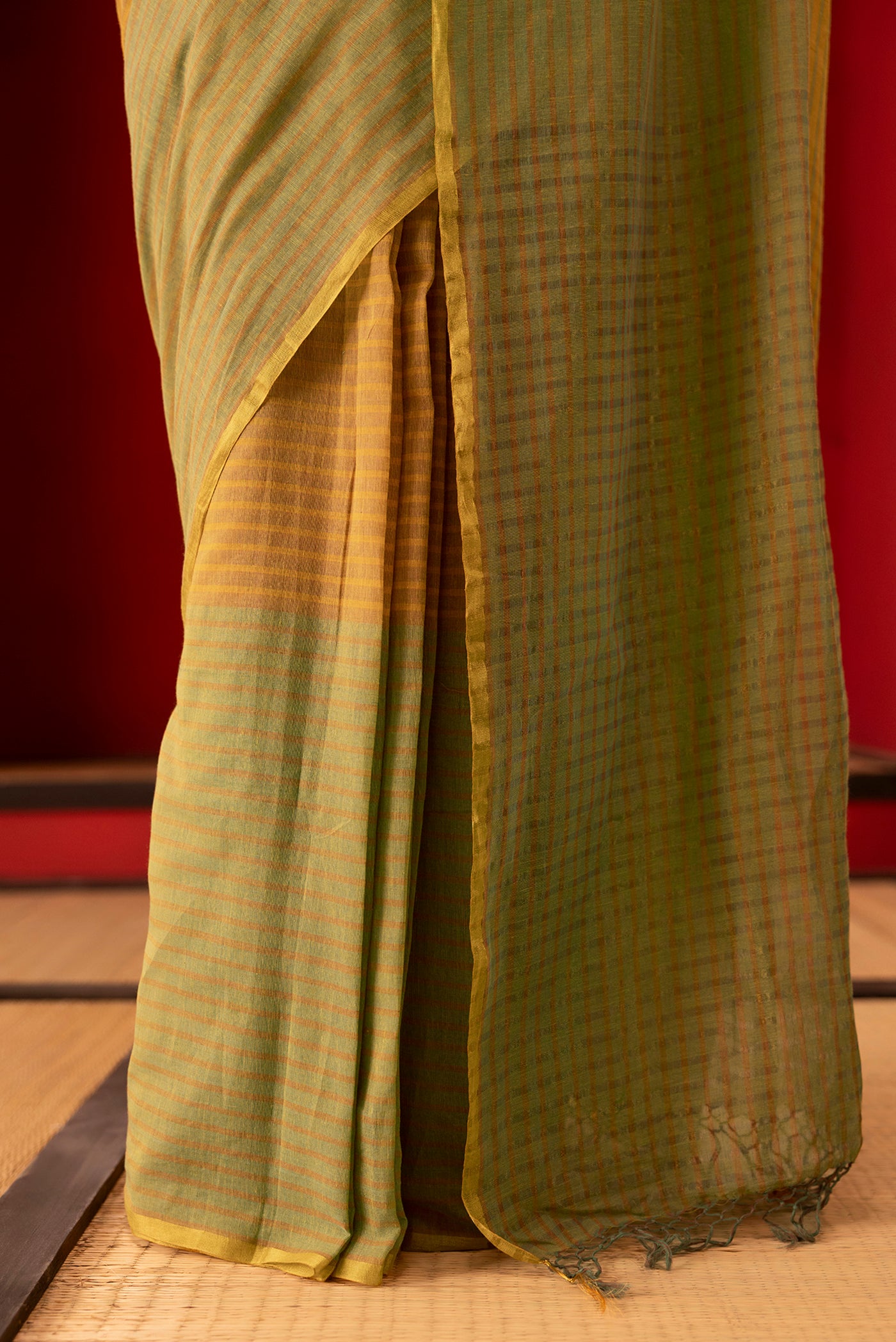 Fiza-Olive Green Cotton Saree