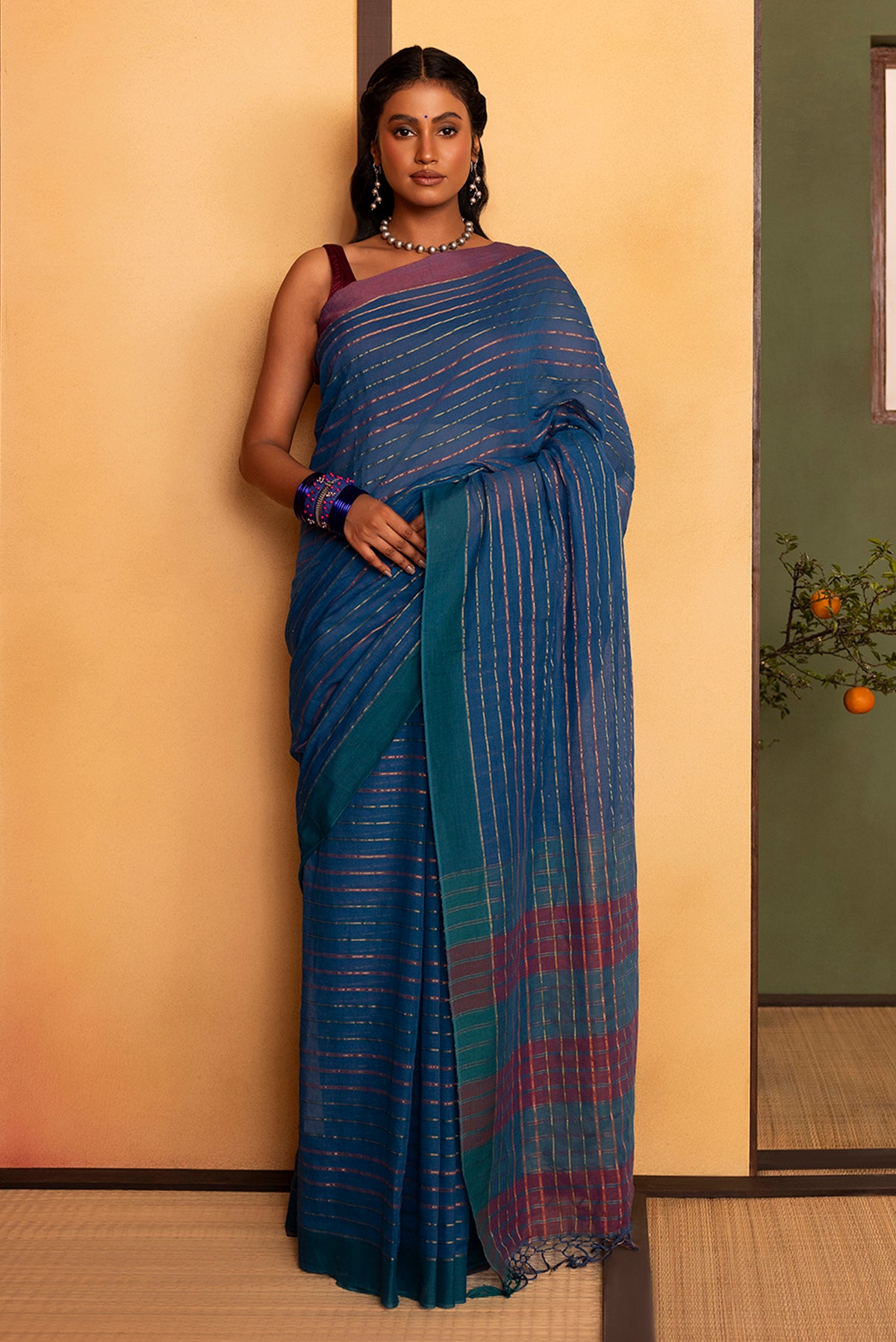 Mishri-Blue Cotton Saree
