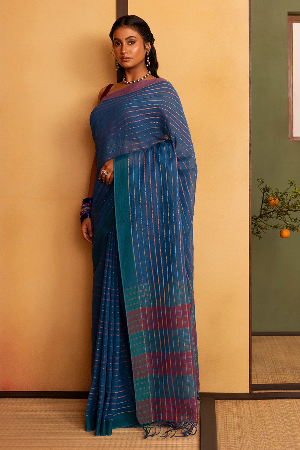 Mishri-Blue Cotton Saree
