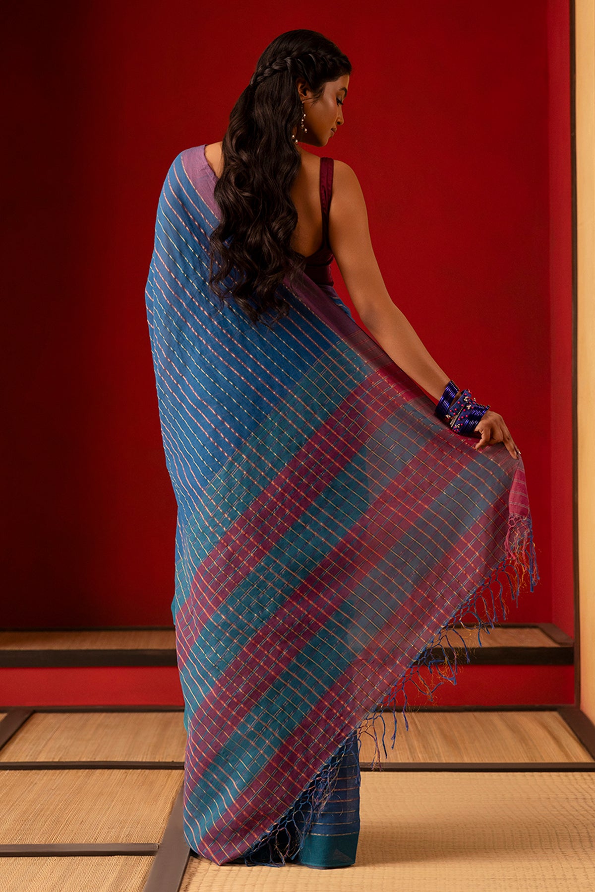 Mishri-Blue Cotton Saree