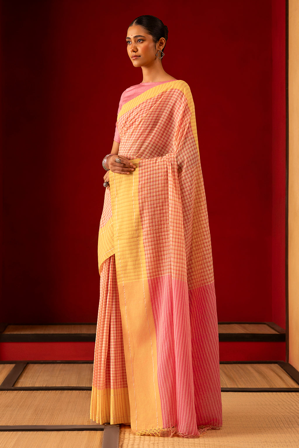 Patang-Yellow Cotton Saree
