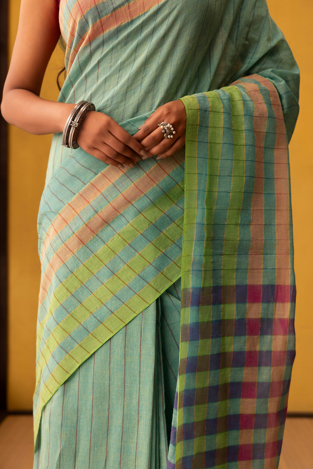 Kuhu-Mint Green Cotton Saree