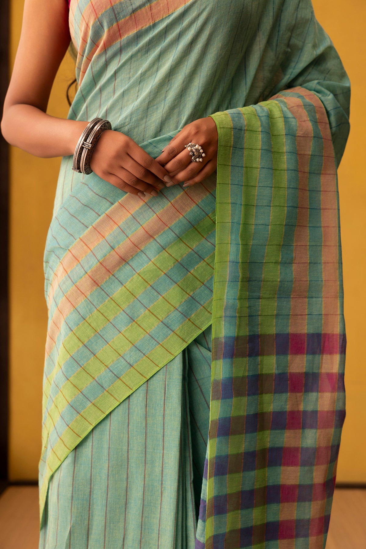 Kuhu-Mint Green Cotton Saree