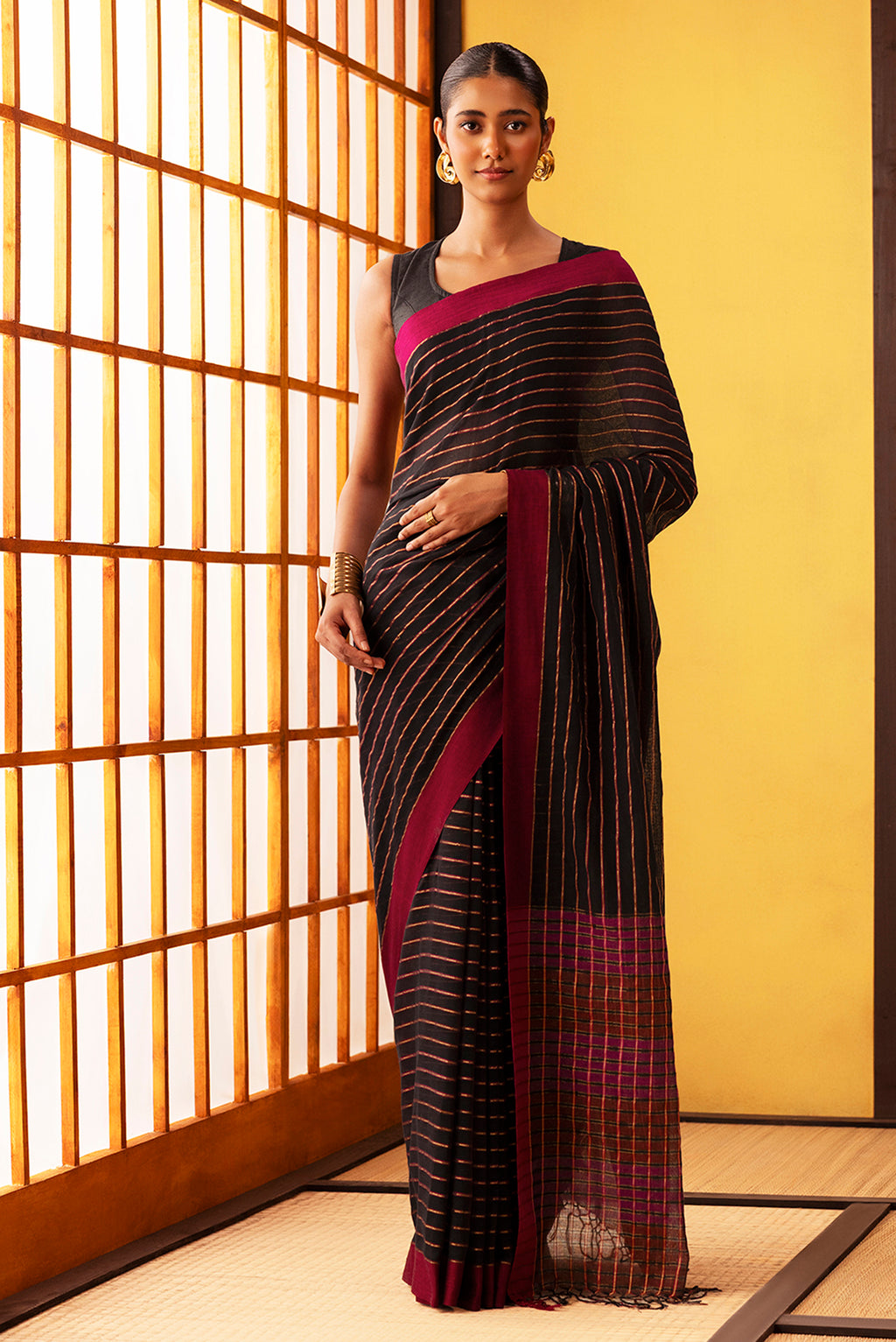 Mishri-Black Cotton Saree