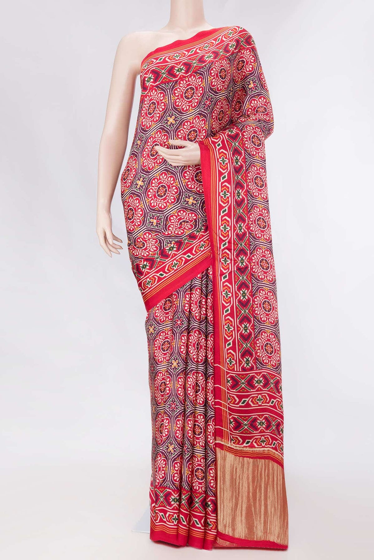 Burgundy Dual Tone Blended Mysore Crepe Saree
