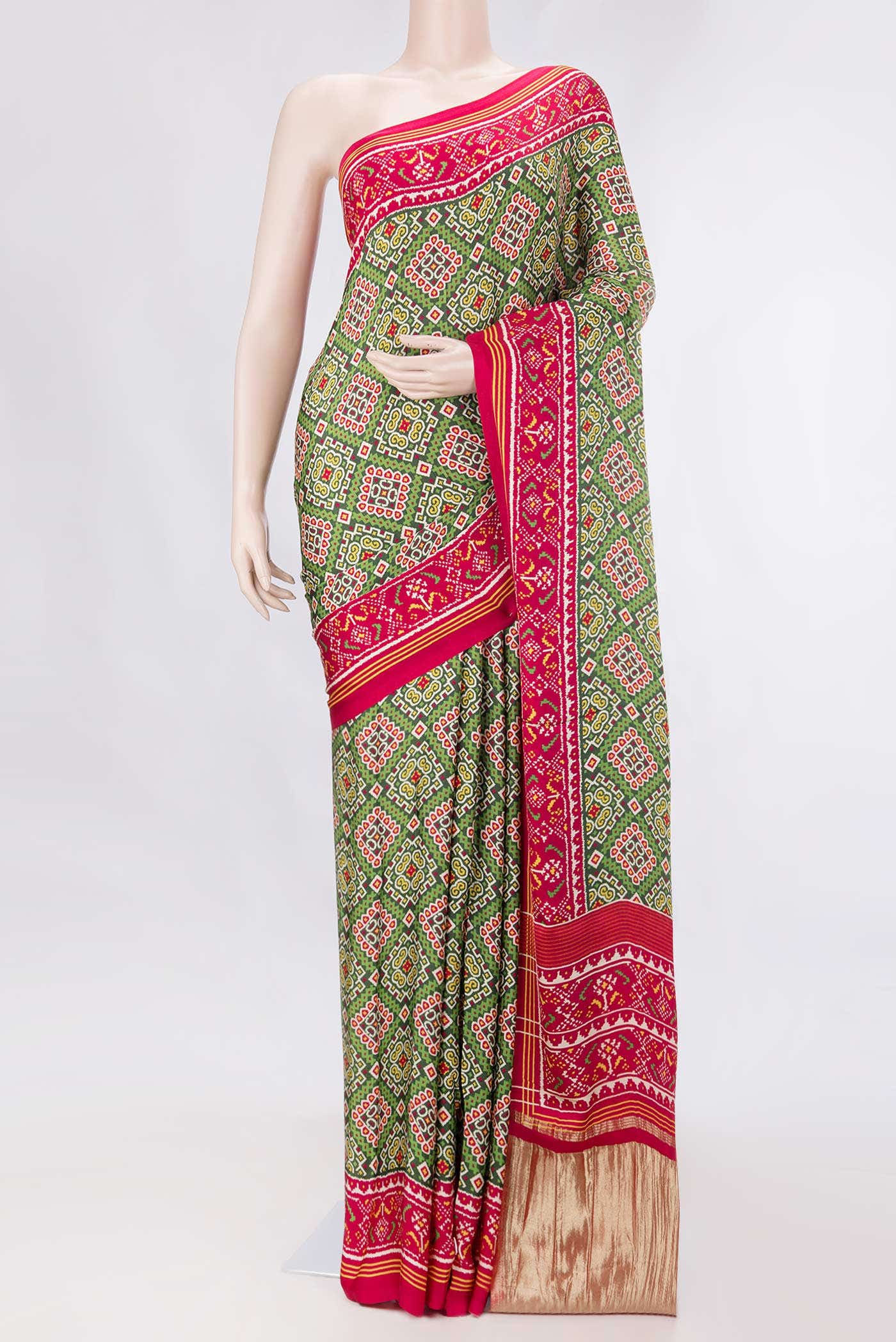 Green Dual Tone Blended Mysore Crepe Saree