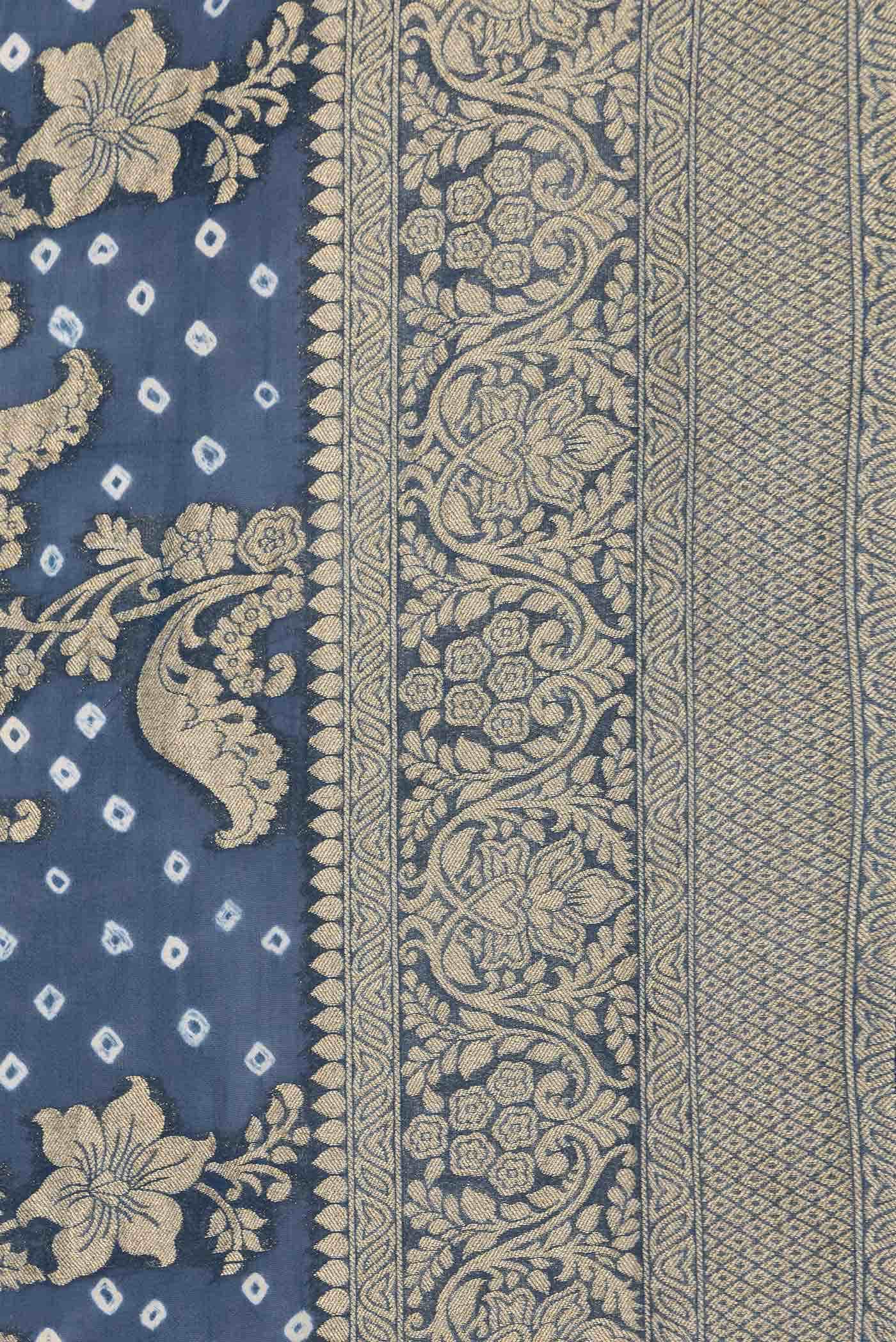 Navy Blue Dual Tone Banarasi Georgette Saree