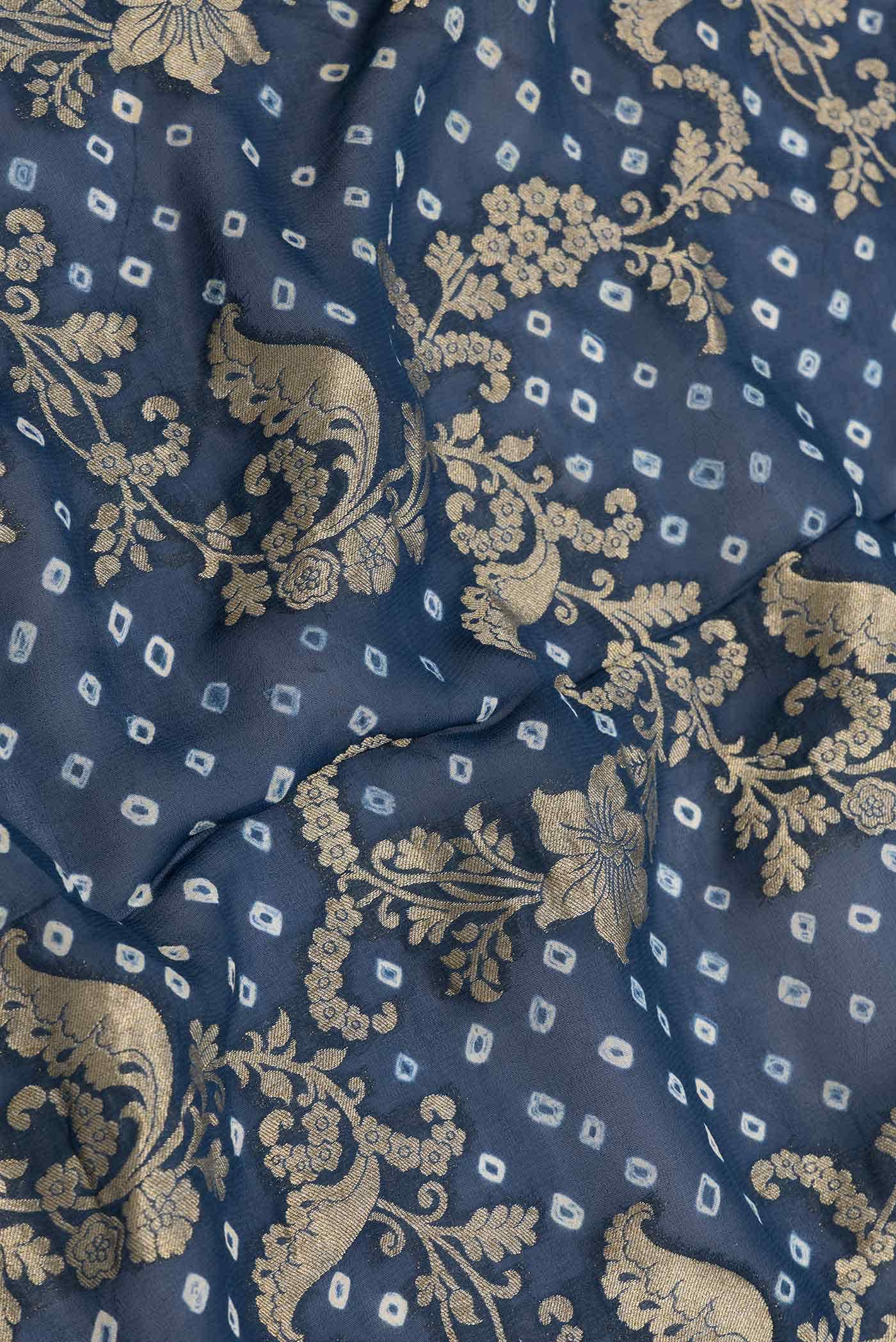 Navy Blue Dual Tone Banarasi Georgette Saree