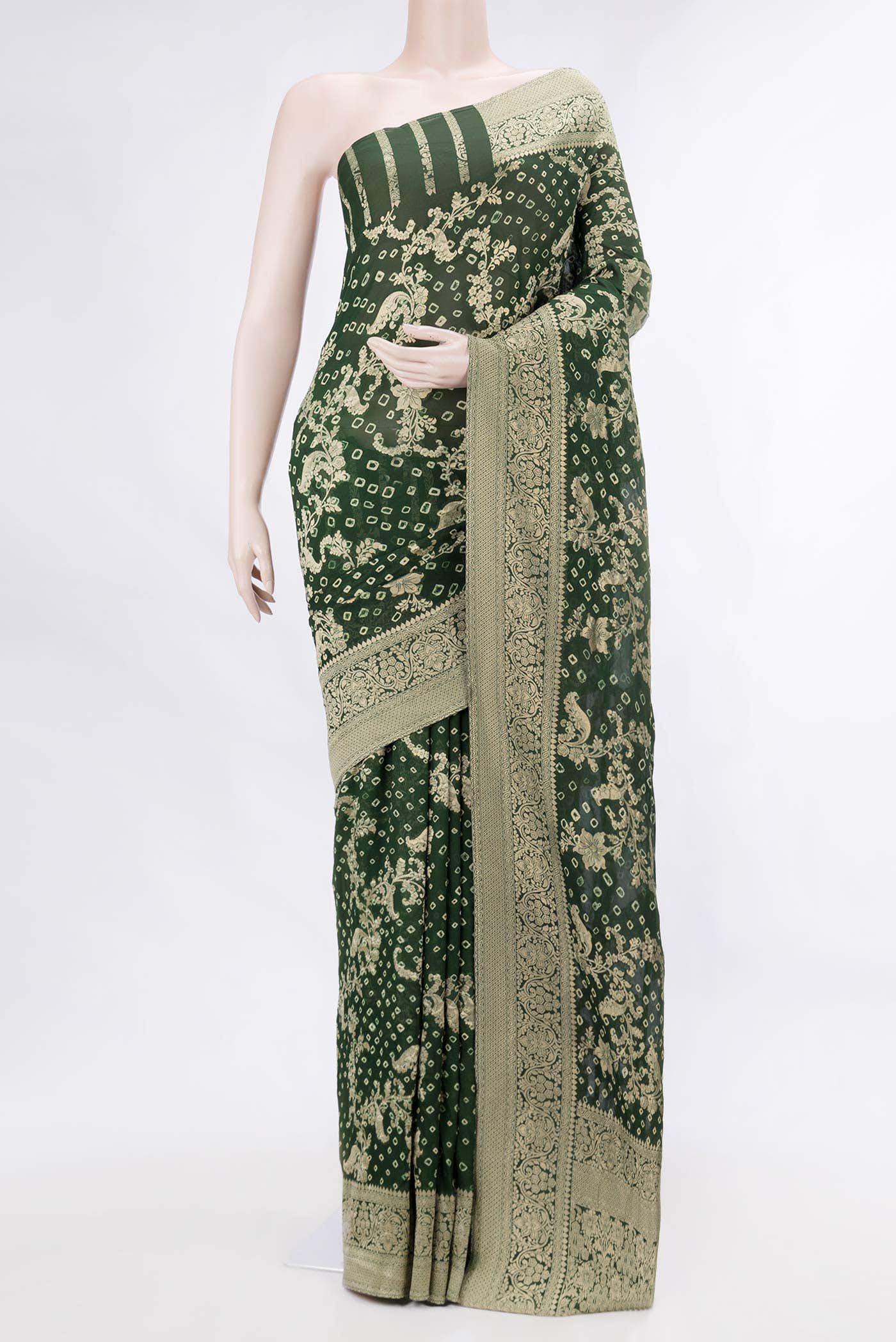 Green Dual Tone Banarasi Georgette Saree