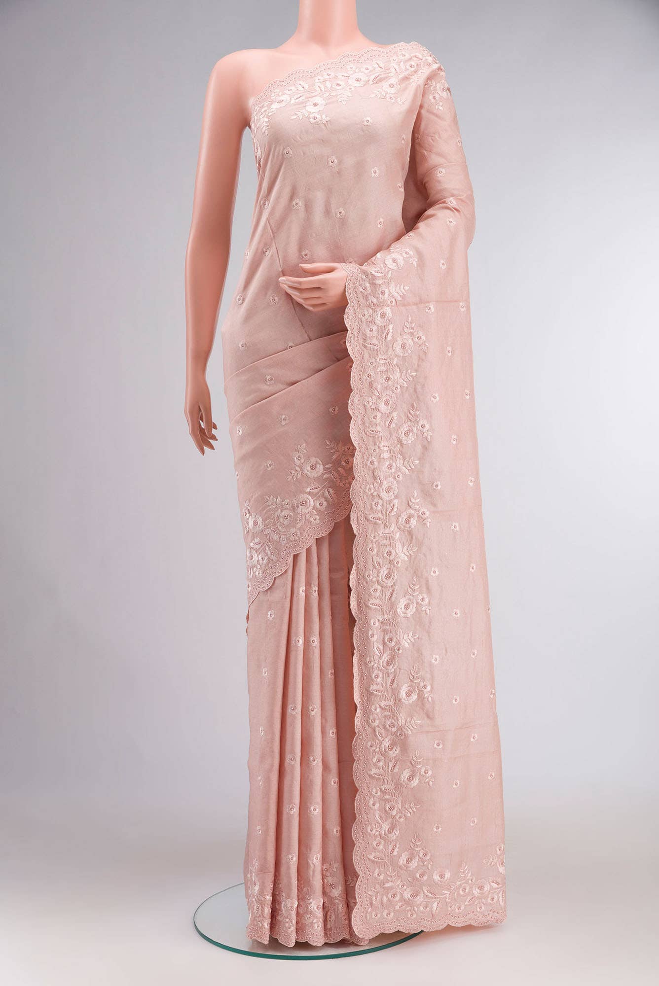 Peach Bhagalpuri Tussar Silk Saree