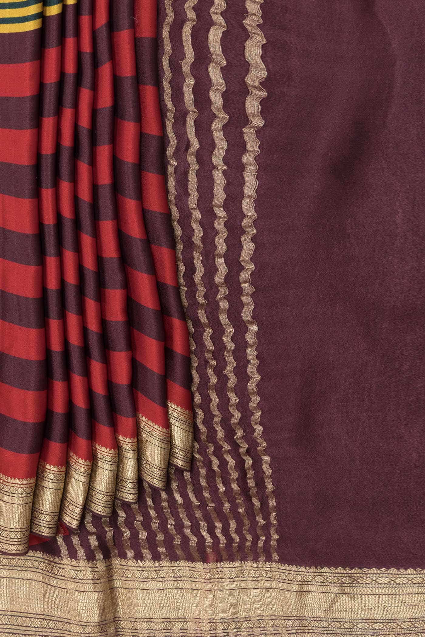 Pink , Mustard and Grey Dual Tone Mysore Crepe Saree