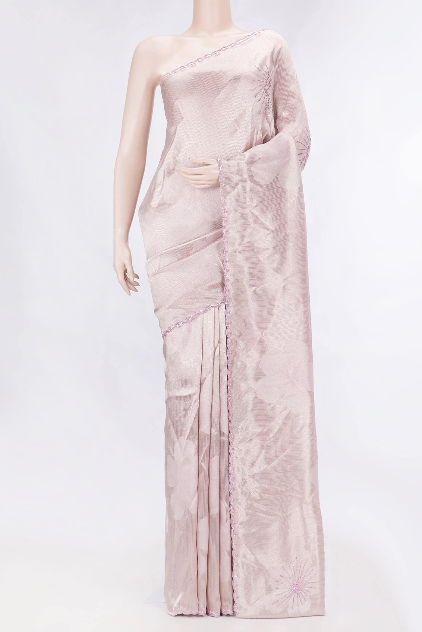 Pink Dual Tone Blended Organza Silk Saree