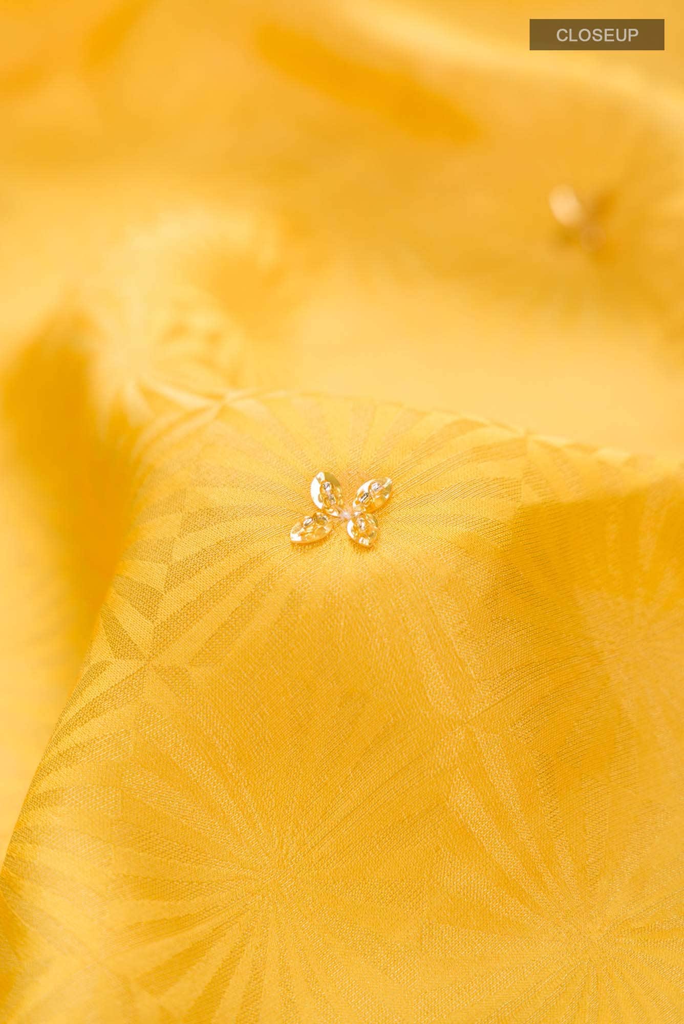 Yellow Blended Crepe Saree