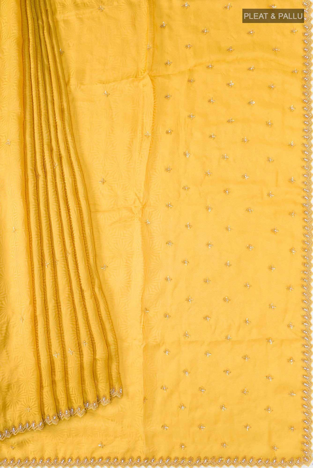 Yellow Blended Crepe Saree