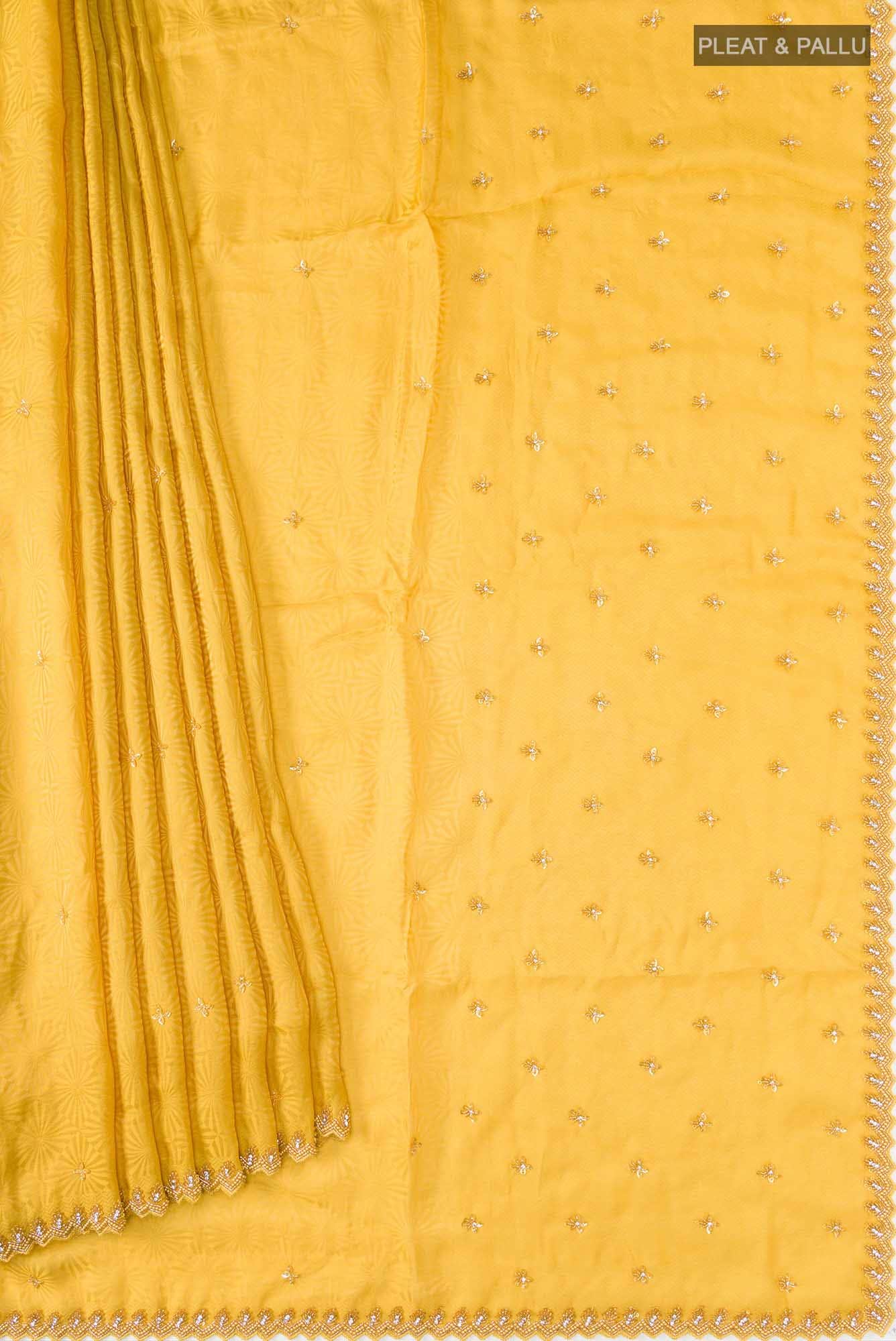 Yellow Blended Crepe Saree