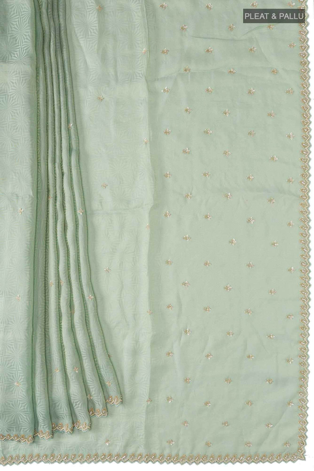 Pista Green Blended Crepe Saree