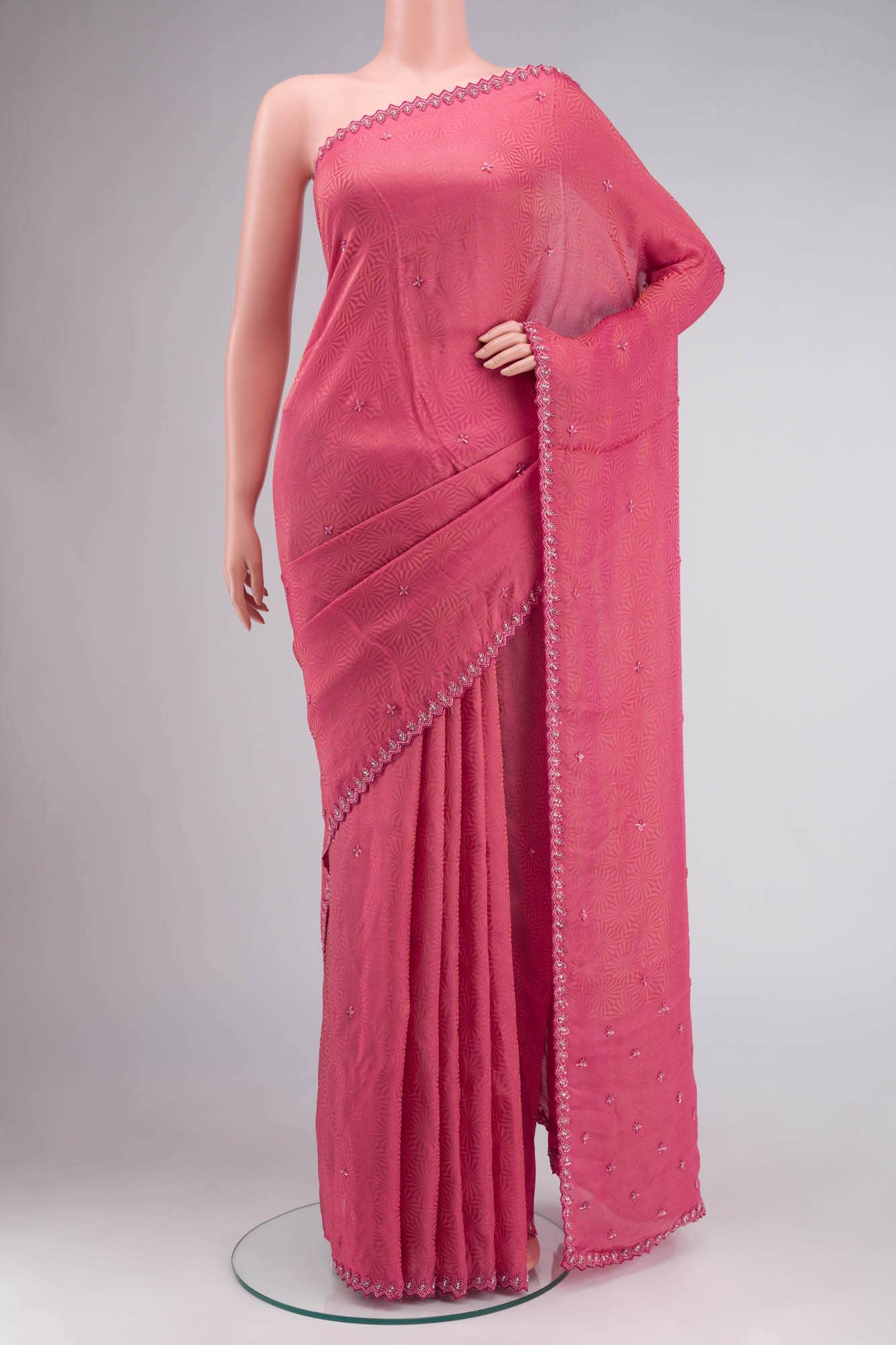 Coral Blended Crepe Saree