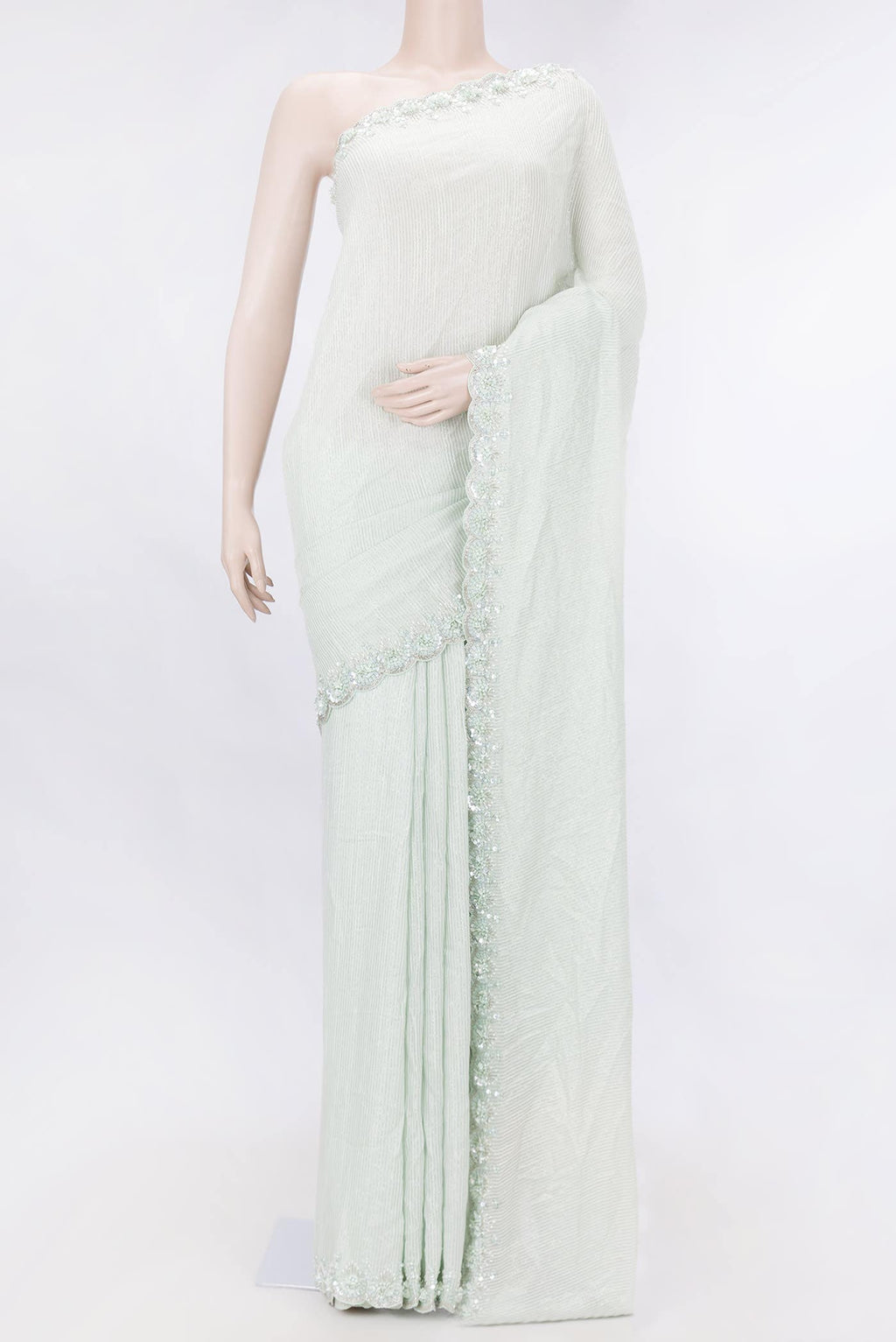 Light Green Dual Tone Blended Mysore Georgette Saree